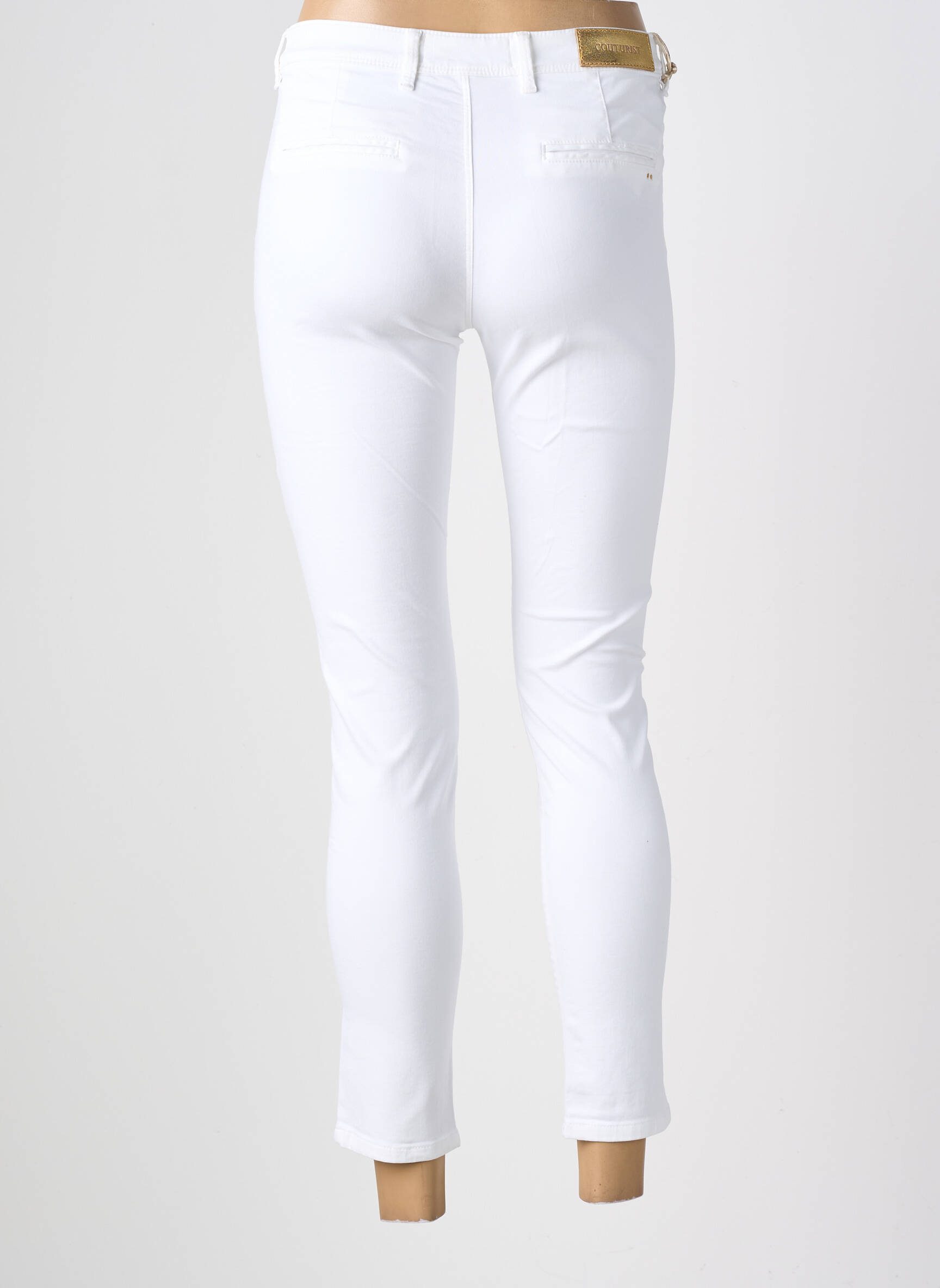 Pantalon chino țesătură poplin mărime normală alb COUTURIST femeie