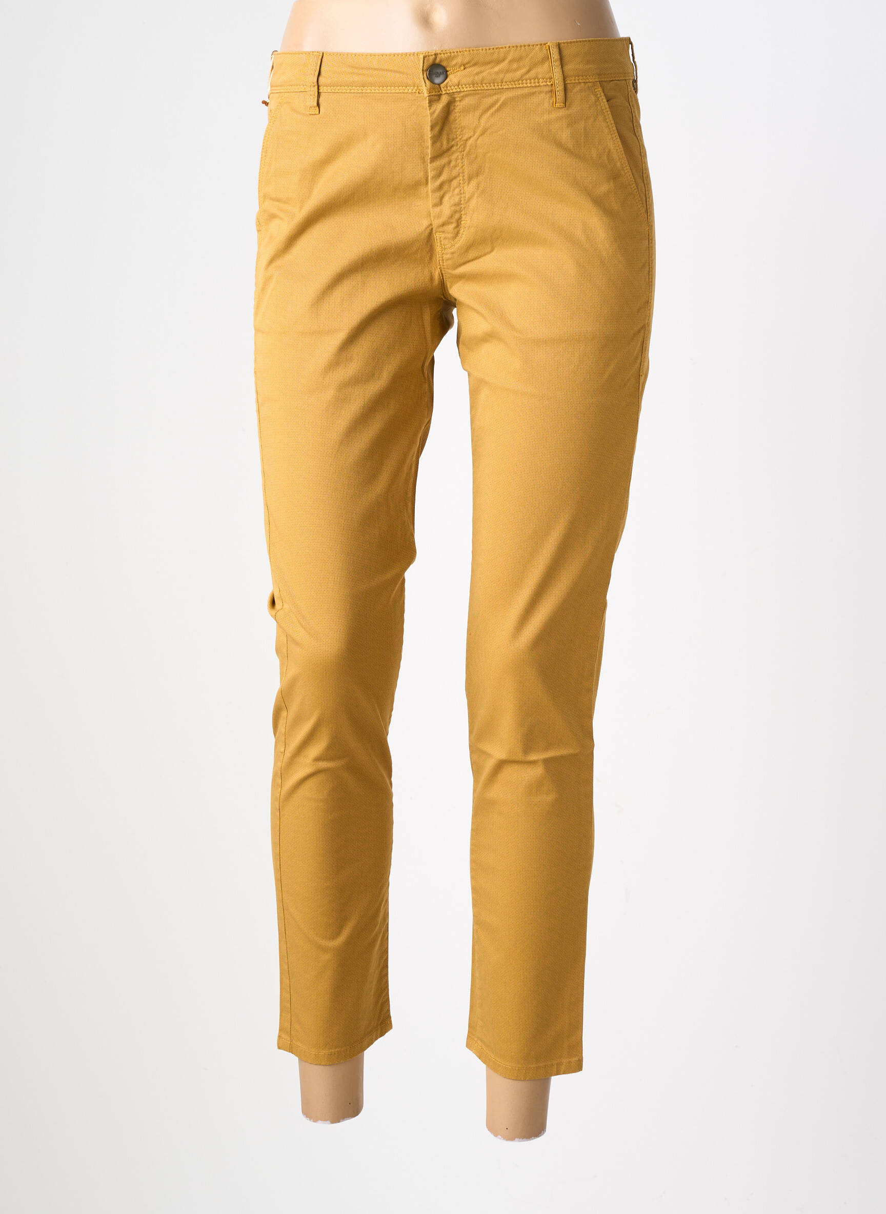 Pantalon chino țesătură poplin mărime normală galben COUTURIST femeie