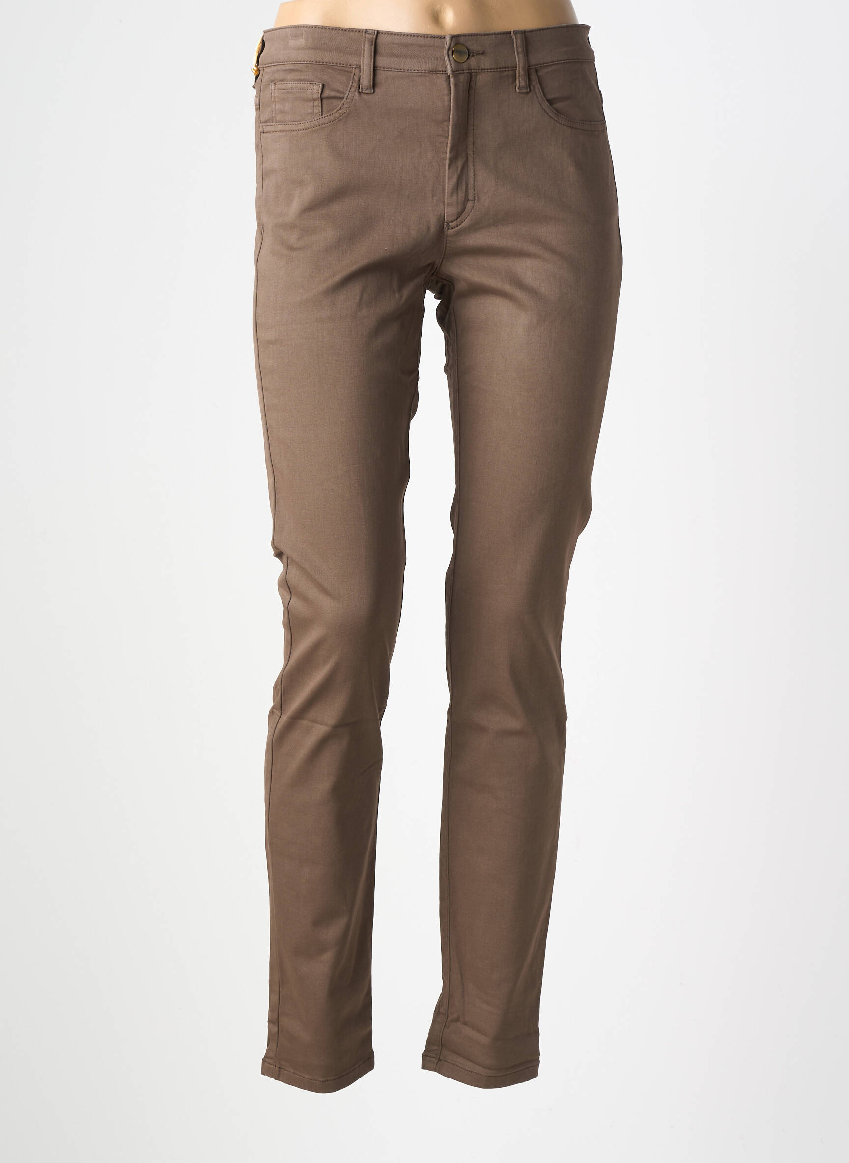 Pantalon slim țesătură poplin mărime normală maro COUTURIST femeie