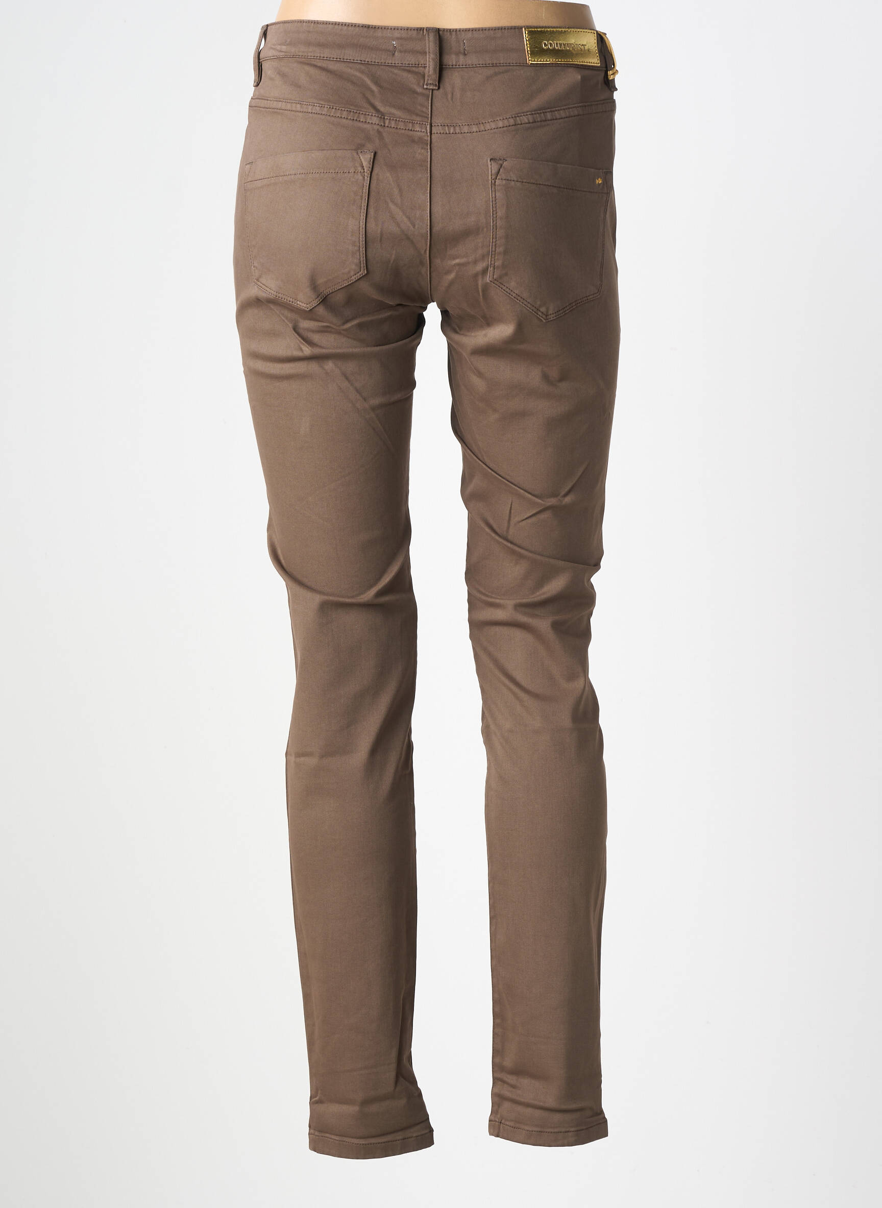 Pantalon slim țesătură poplin mărime normală maro COUTURIST femeie