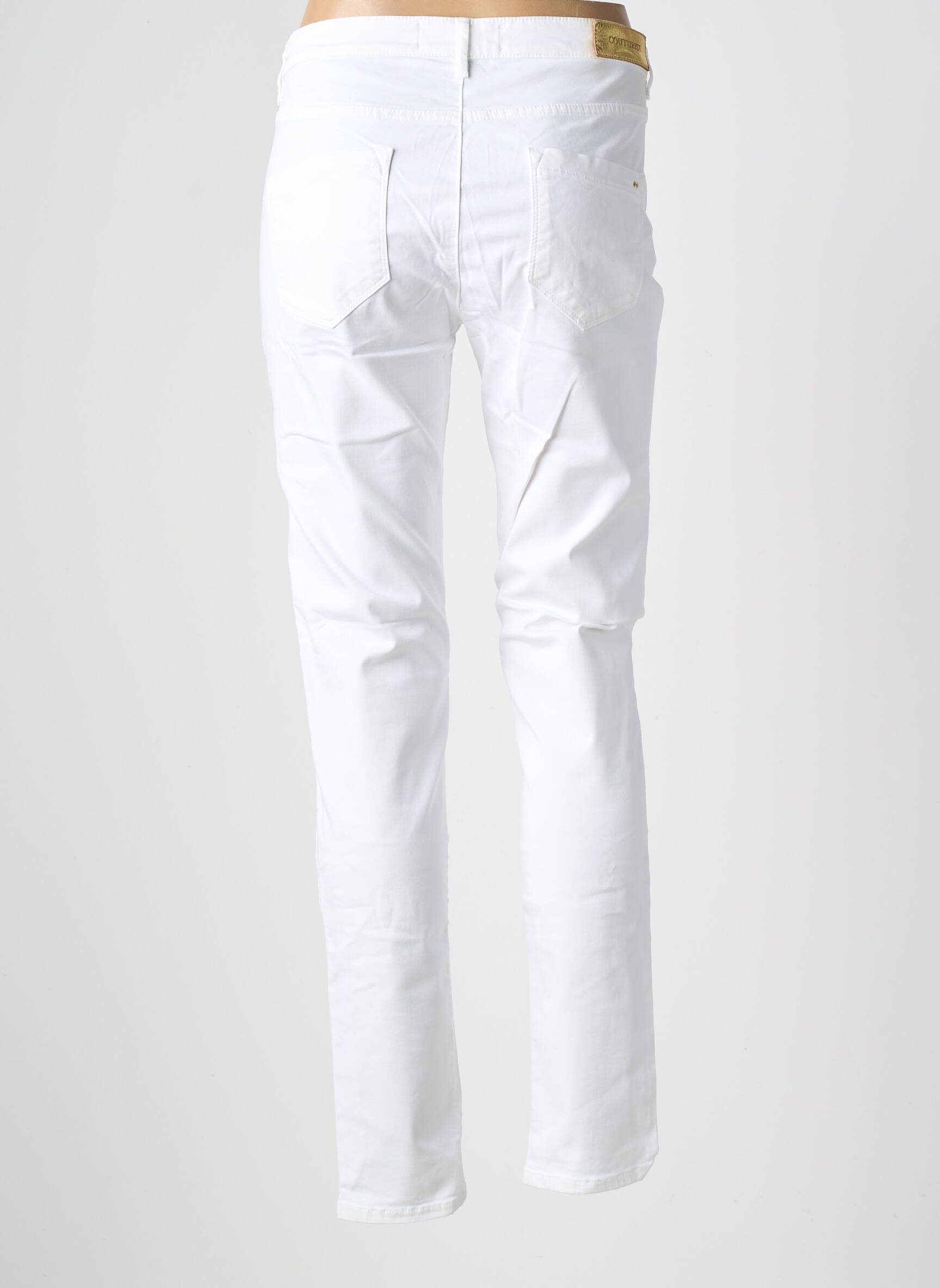 Pantalon slim țesătură poplin mărime normală alb COUTURIST femeie