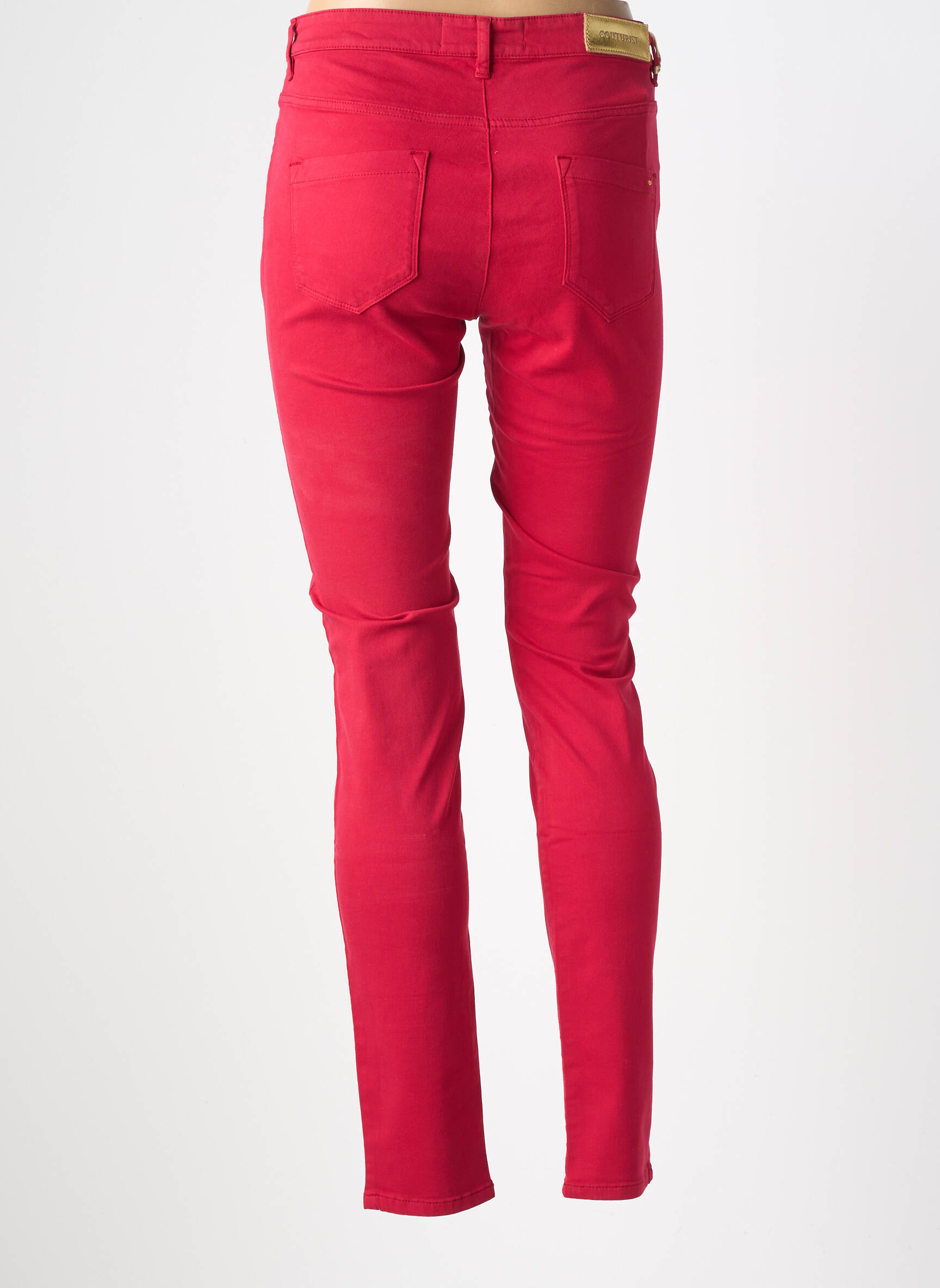 Pantalon slim țesătură poplin mărime normală roșu COUTURIST femeie