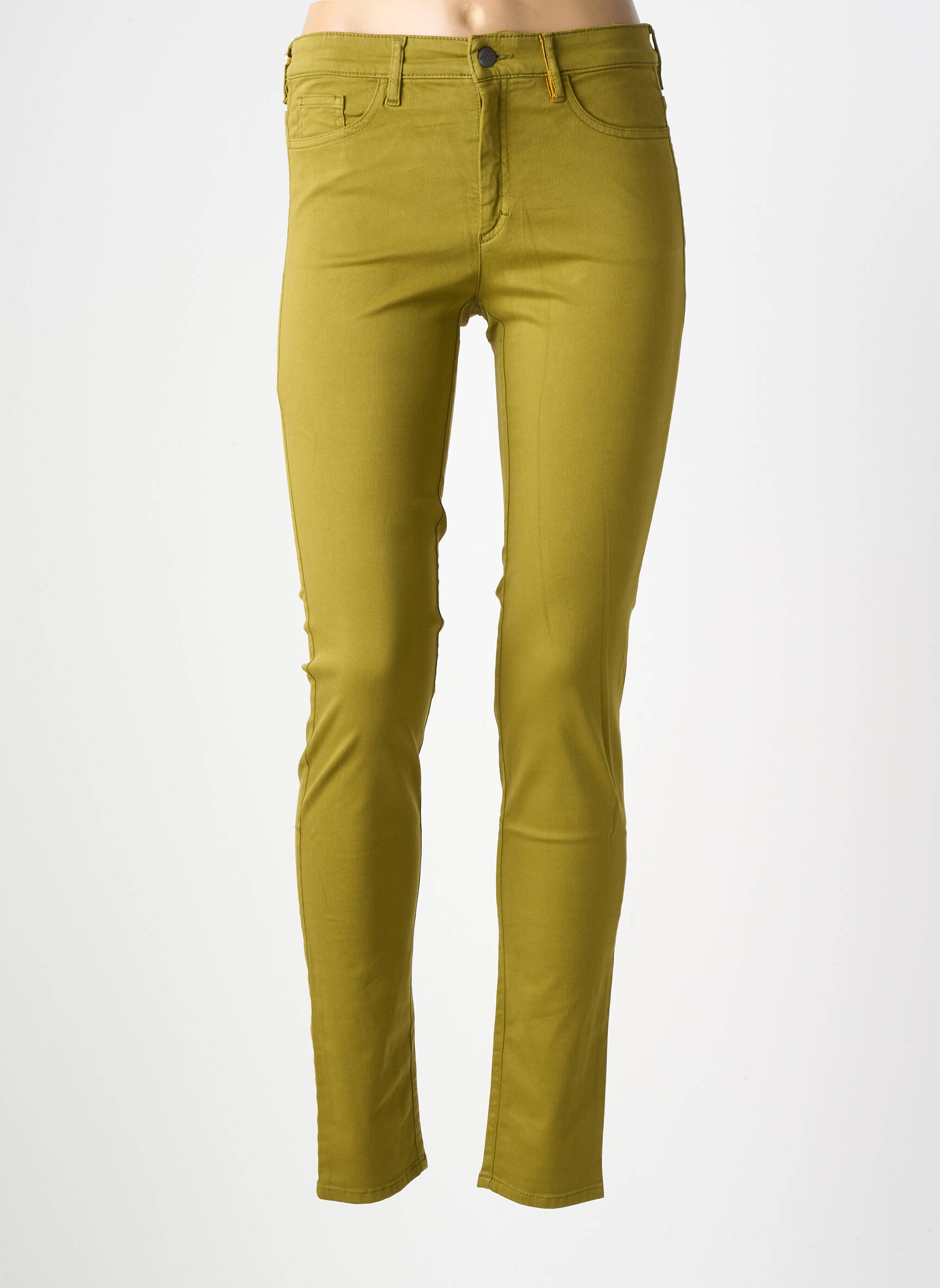 Pantalon slim țesătură poplin mărime normală verde COUTURIST femeie