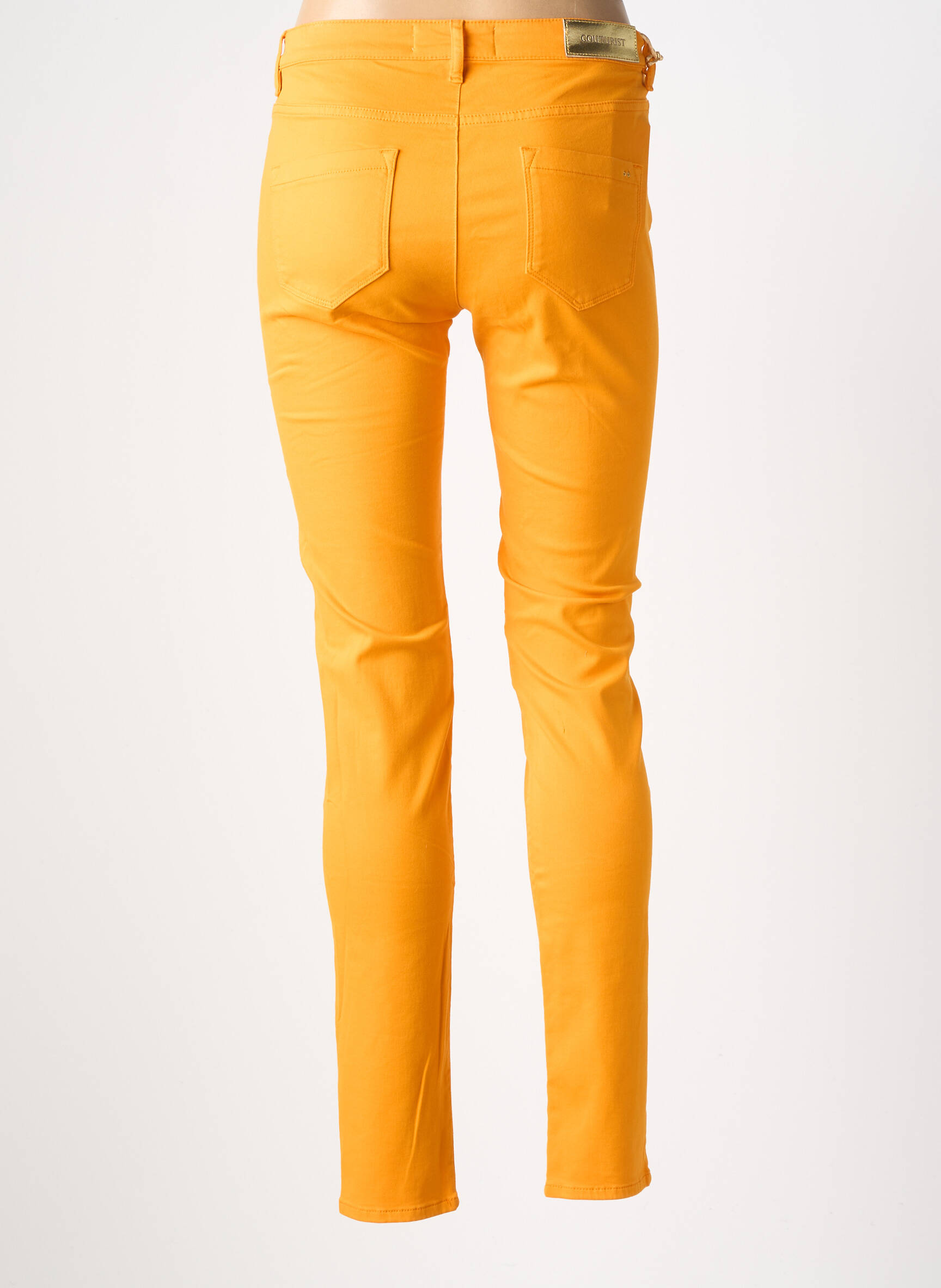Pantalon slim țesătură poplin mărime normală portocalie COUTURIST femeie
