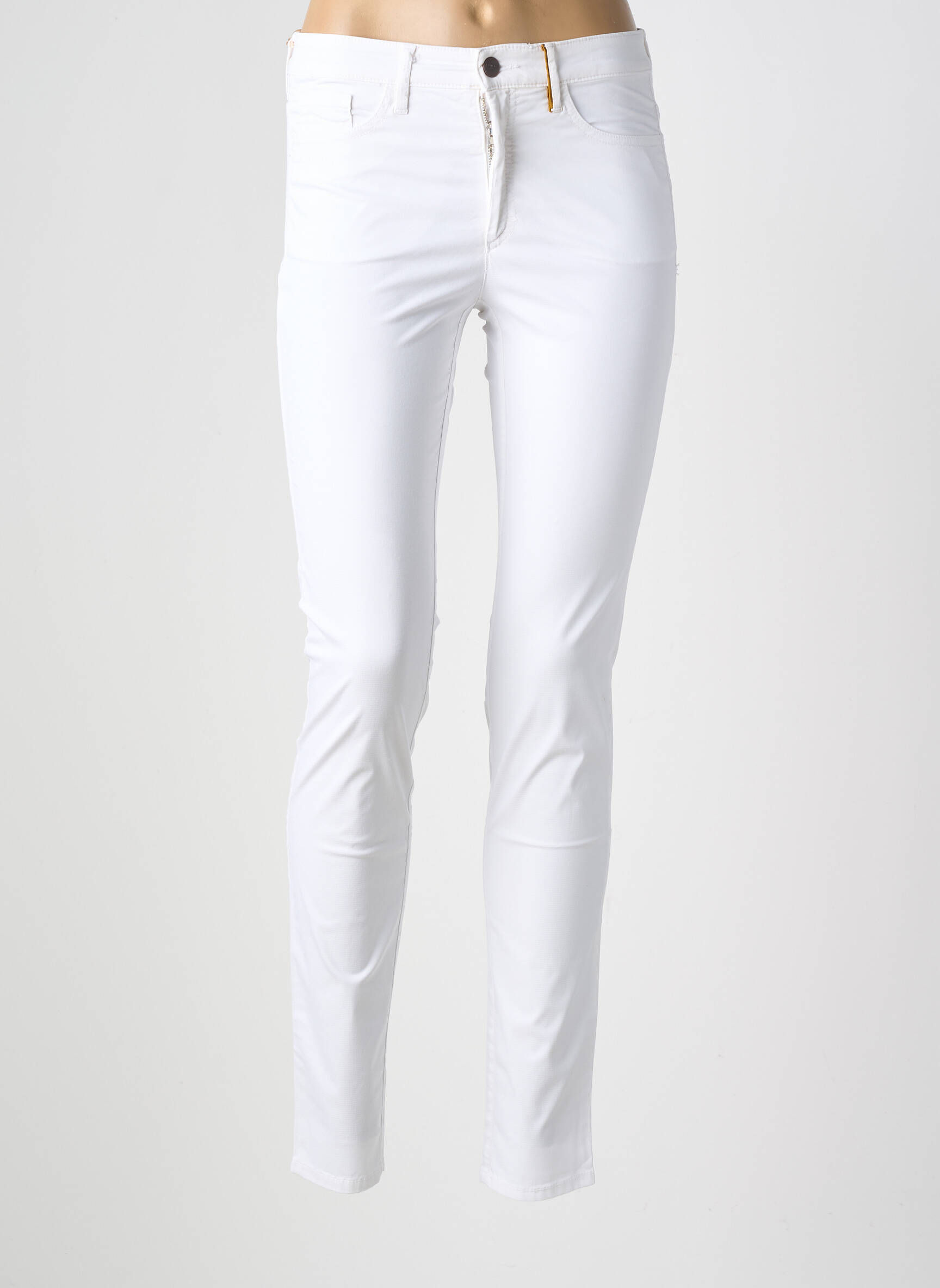 Pantalon slim țesătură poplin mărime normală alb COUTURIST femeie