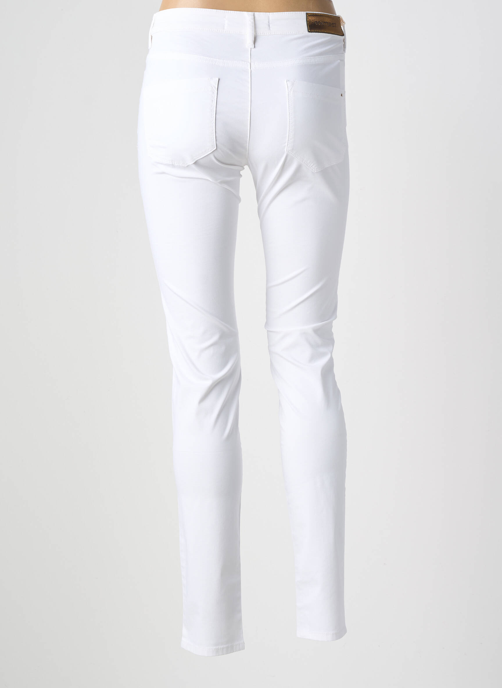 Pantalon slim țesătură poplin mărime normală alb COUTURIST femeie