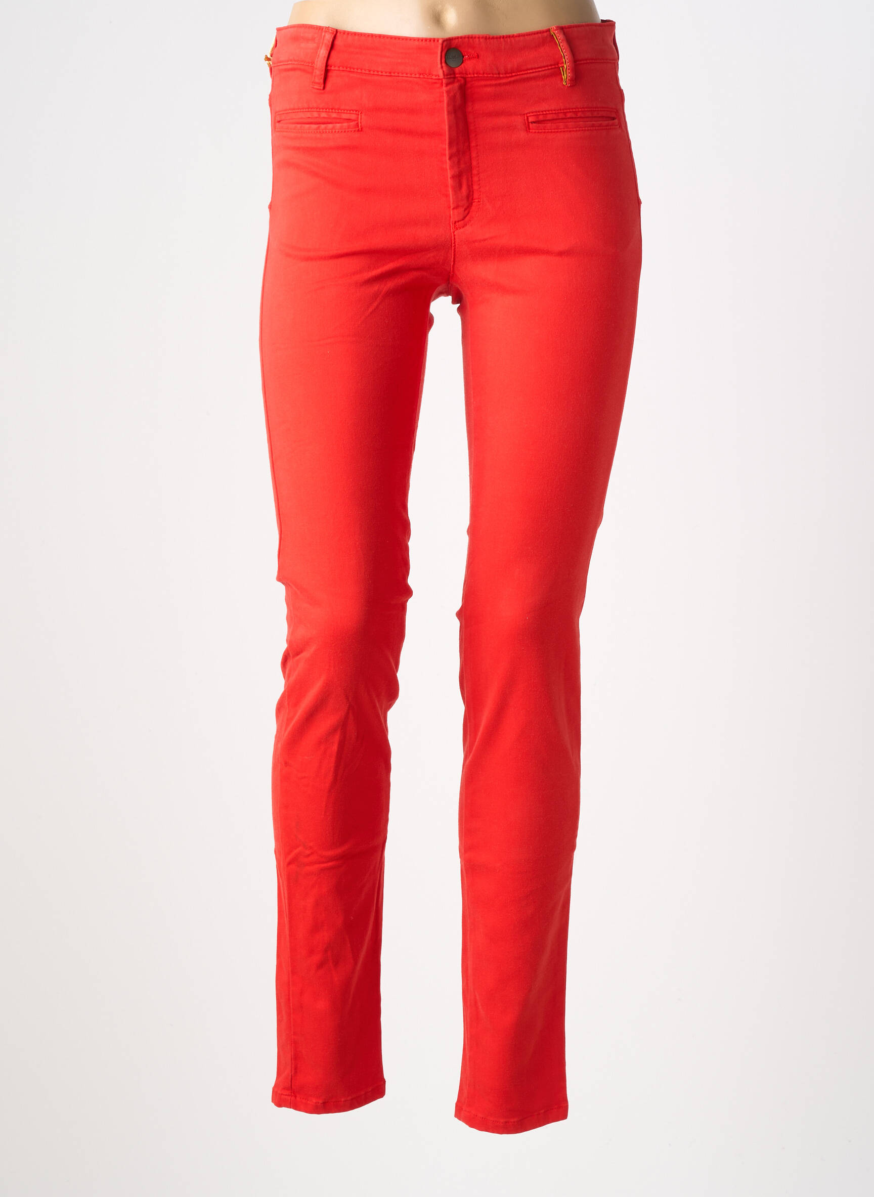 Pantalon slim țesătură poplin mărime normală roșu COUTURIST femeie