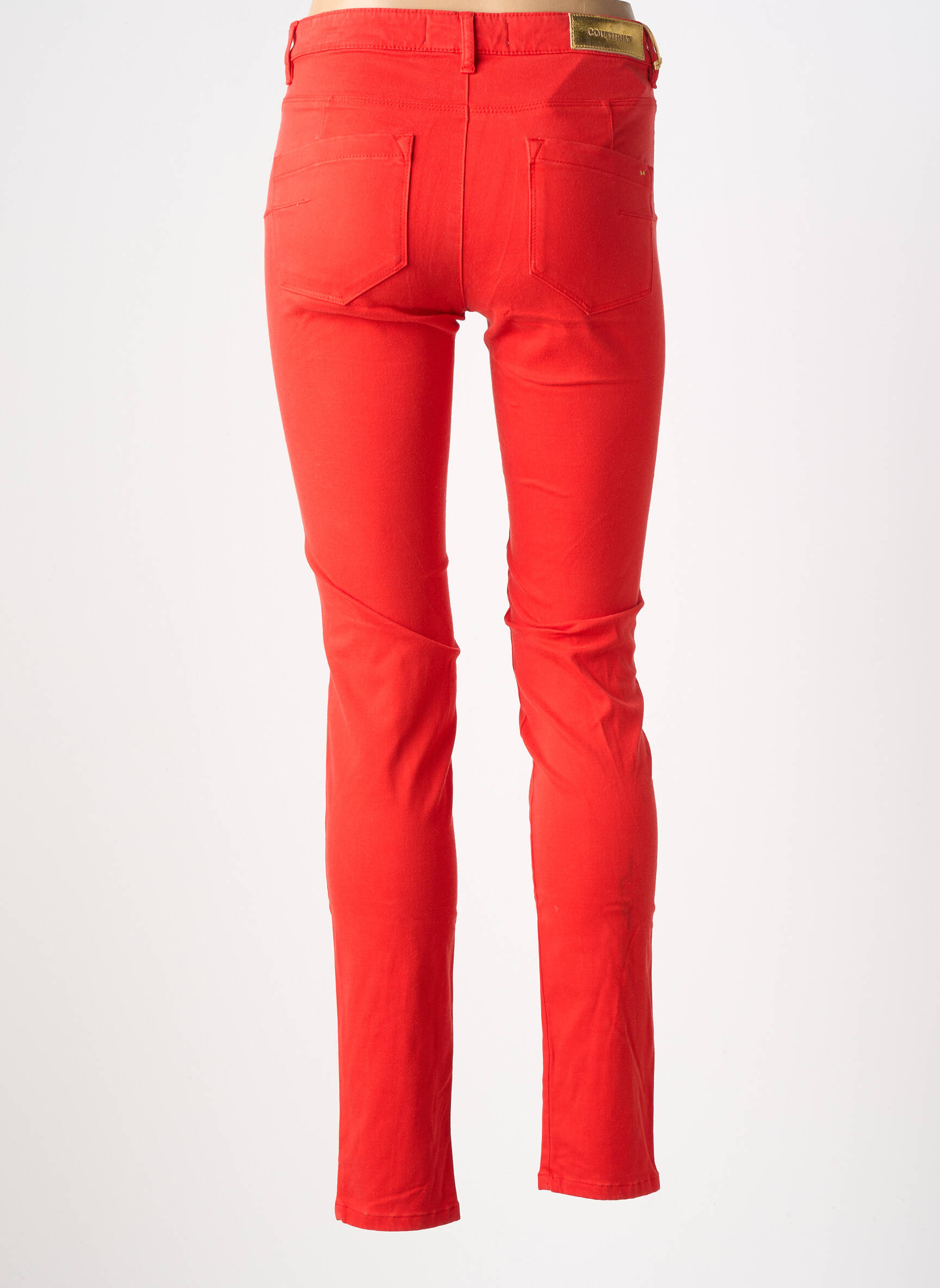 Pantalon slim țesătură poplin mărime normală roșu COUTURIST femeie