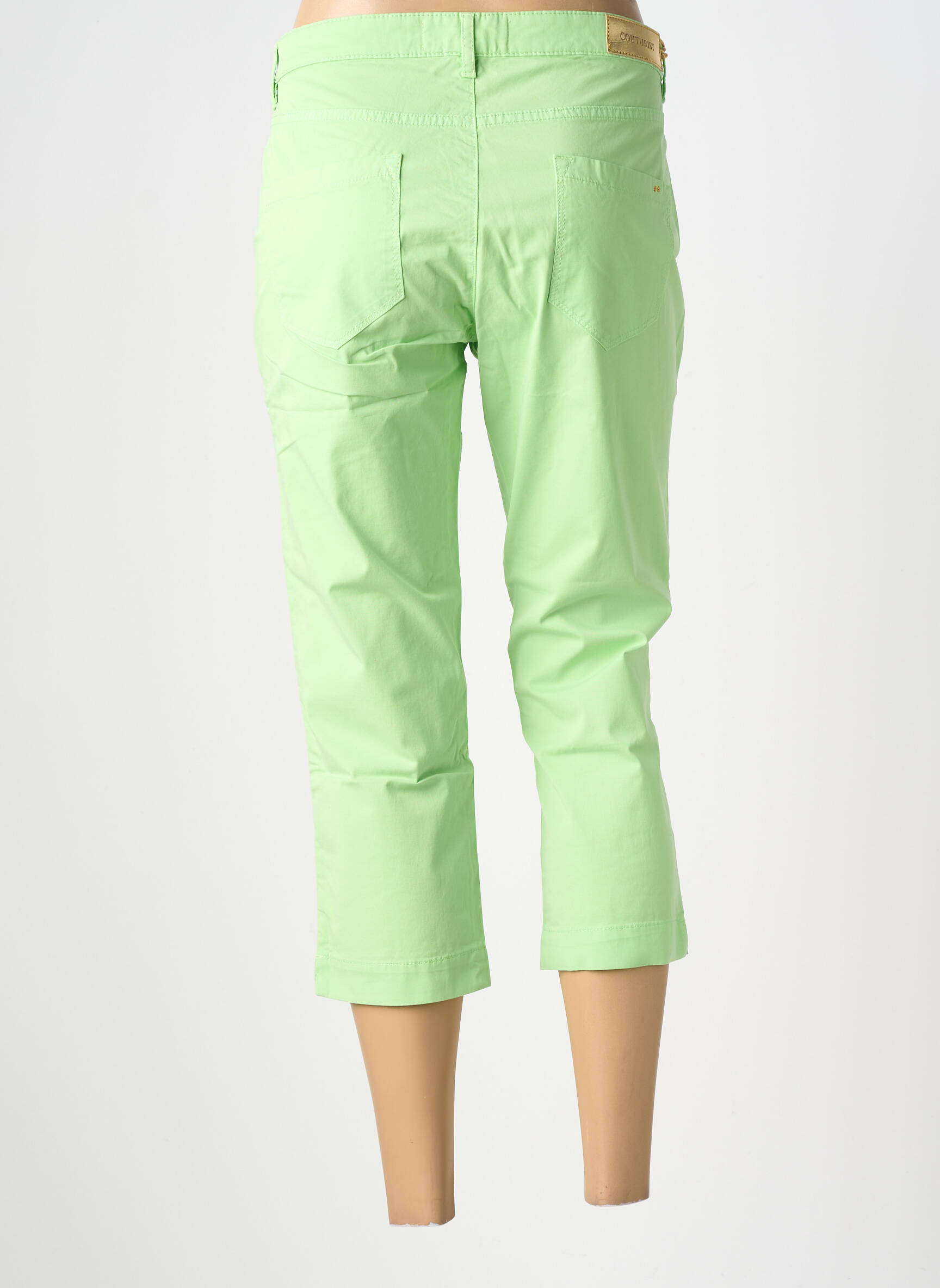 Pantalon trei sferturi țesătură poplin mărime normală verde COUTURIST femeie