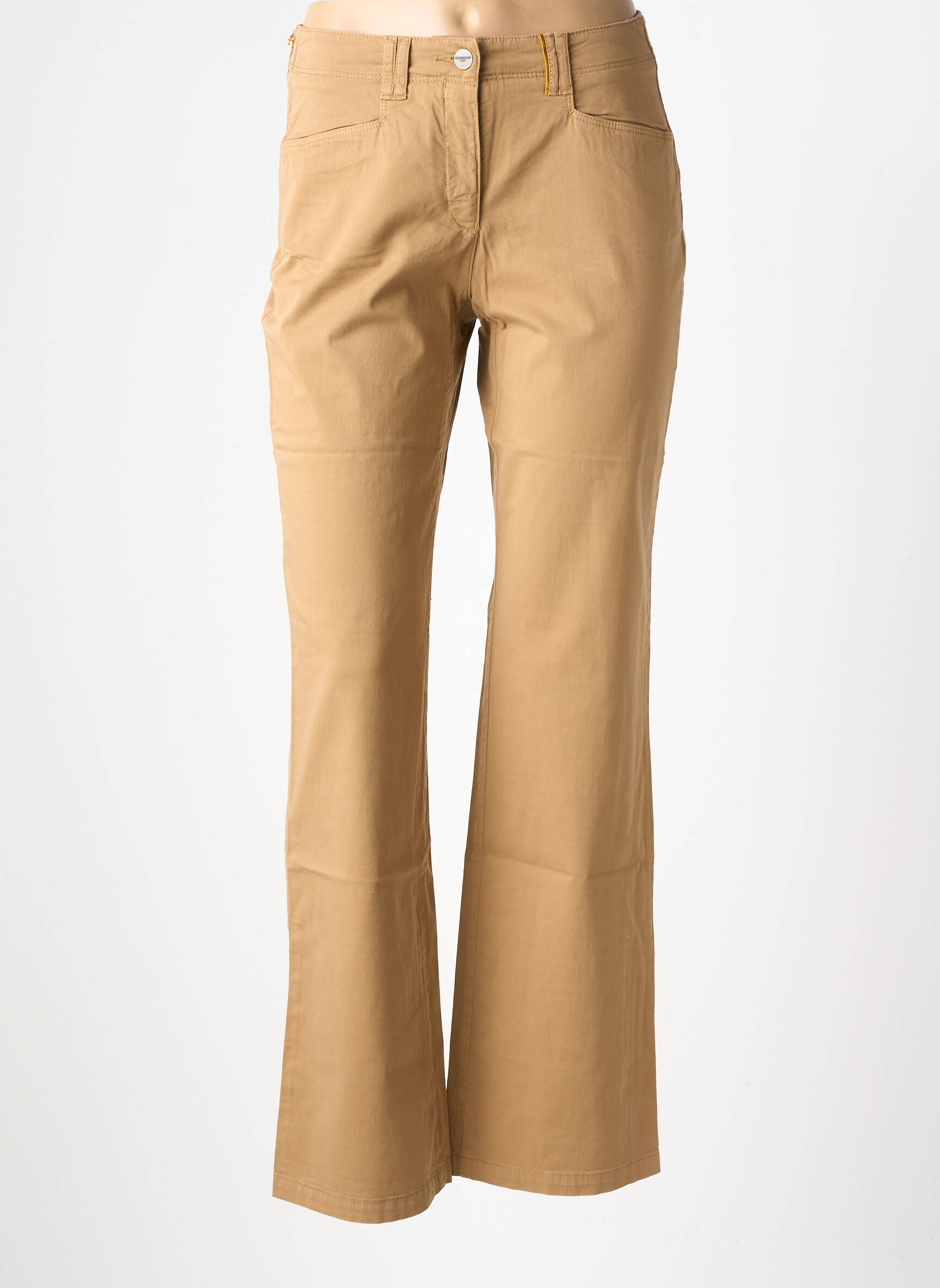 Pantalon chino țesătură poplin mărime normală maro COUTURIST femeie