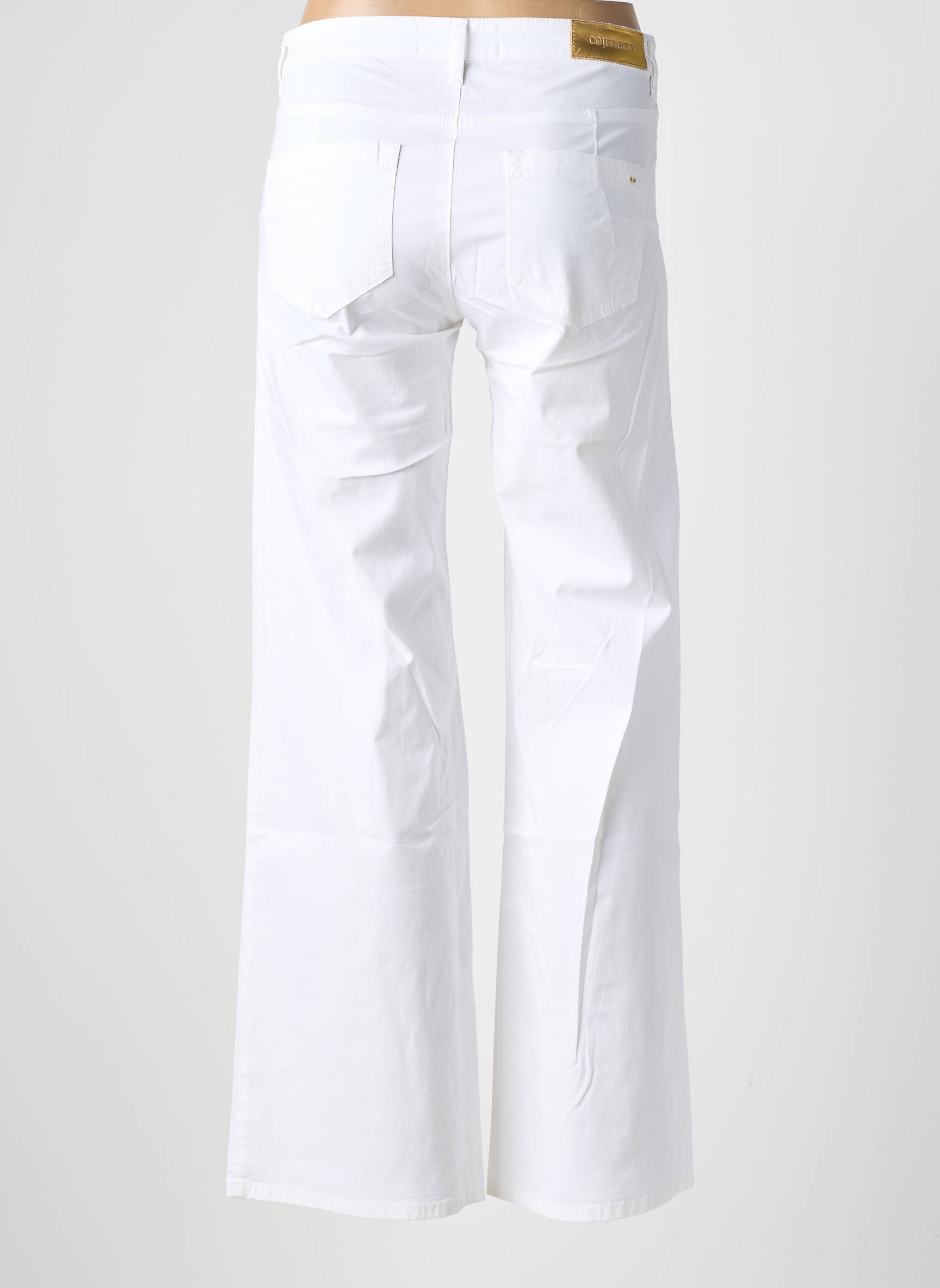 Pantalon drept închidere cu fermoar sub clapetă cu nasturi mărime normală alb COUTURIST femeie