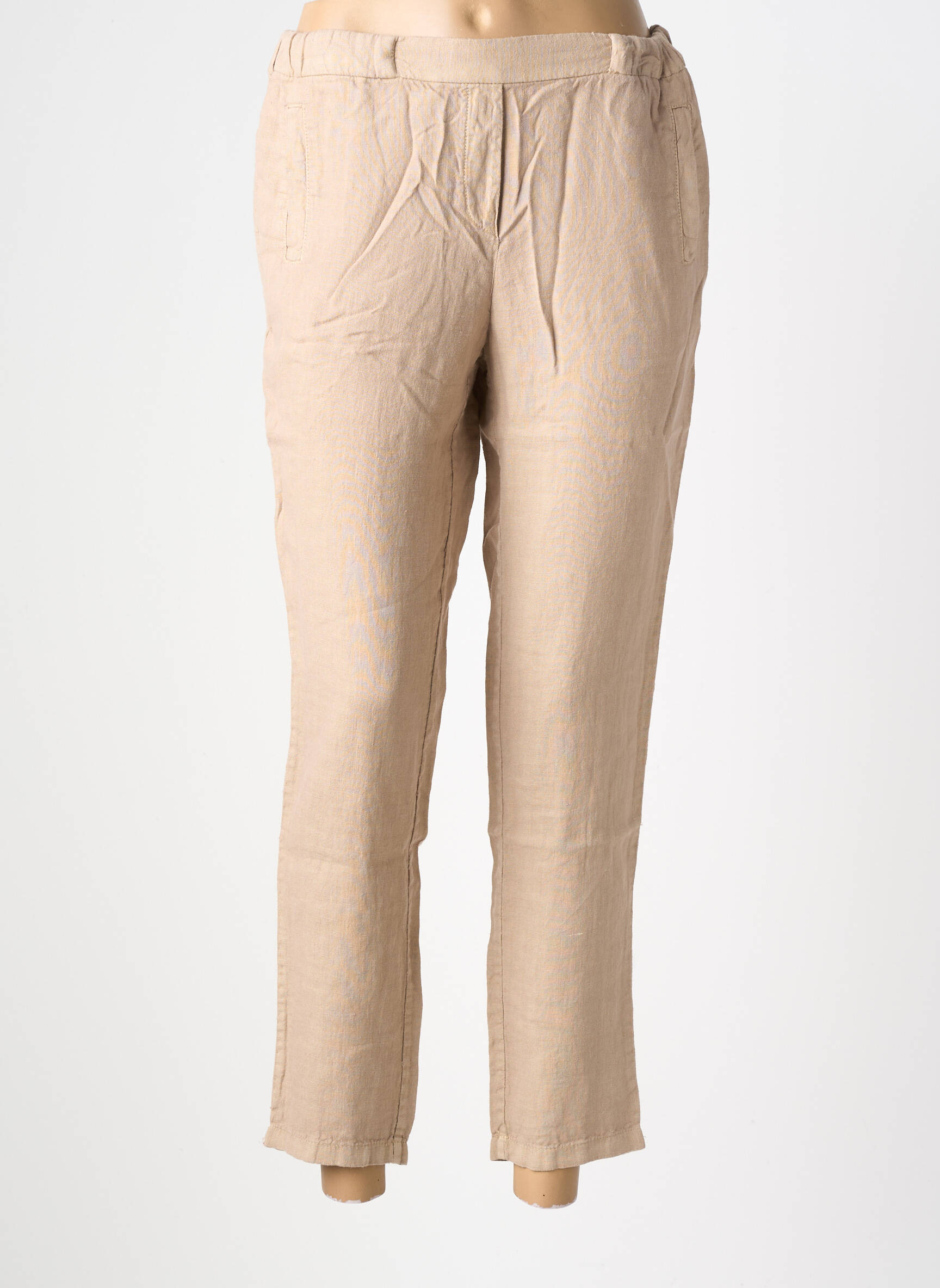 Pantalon 7/8 talie elastică mărime normală bej COUTURIST femeie