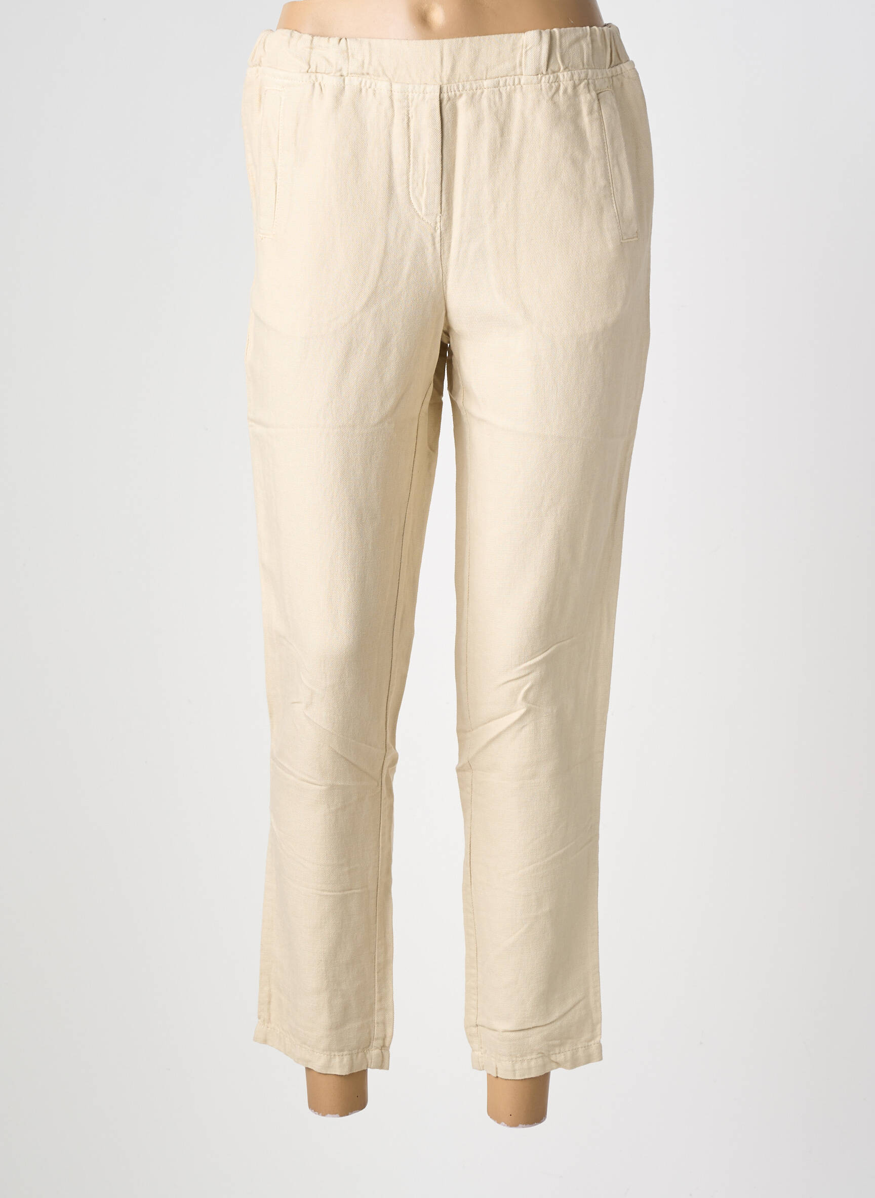 Pantalon 7/8 talie elastică mărime normală bej COUTURIST femeie