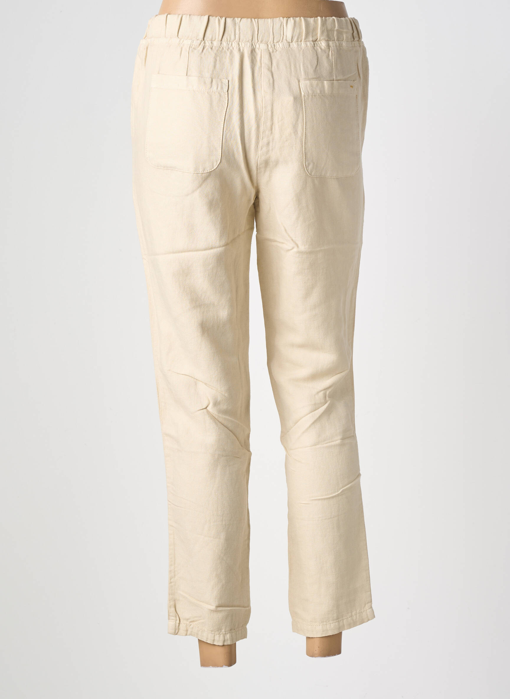 Pantalon 7/8 talie elastică mărime normală bej COUTURIST femeie