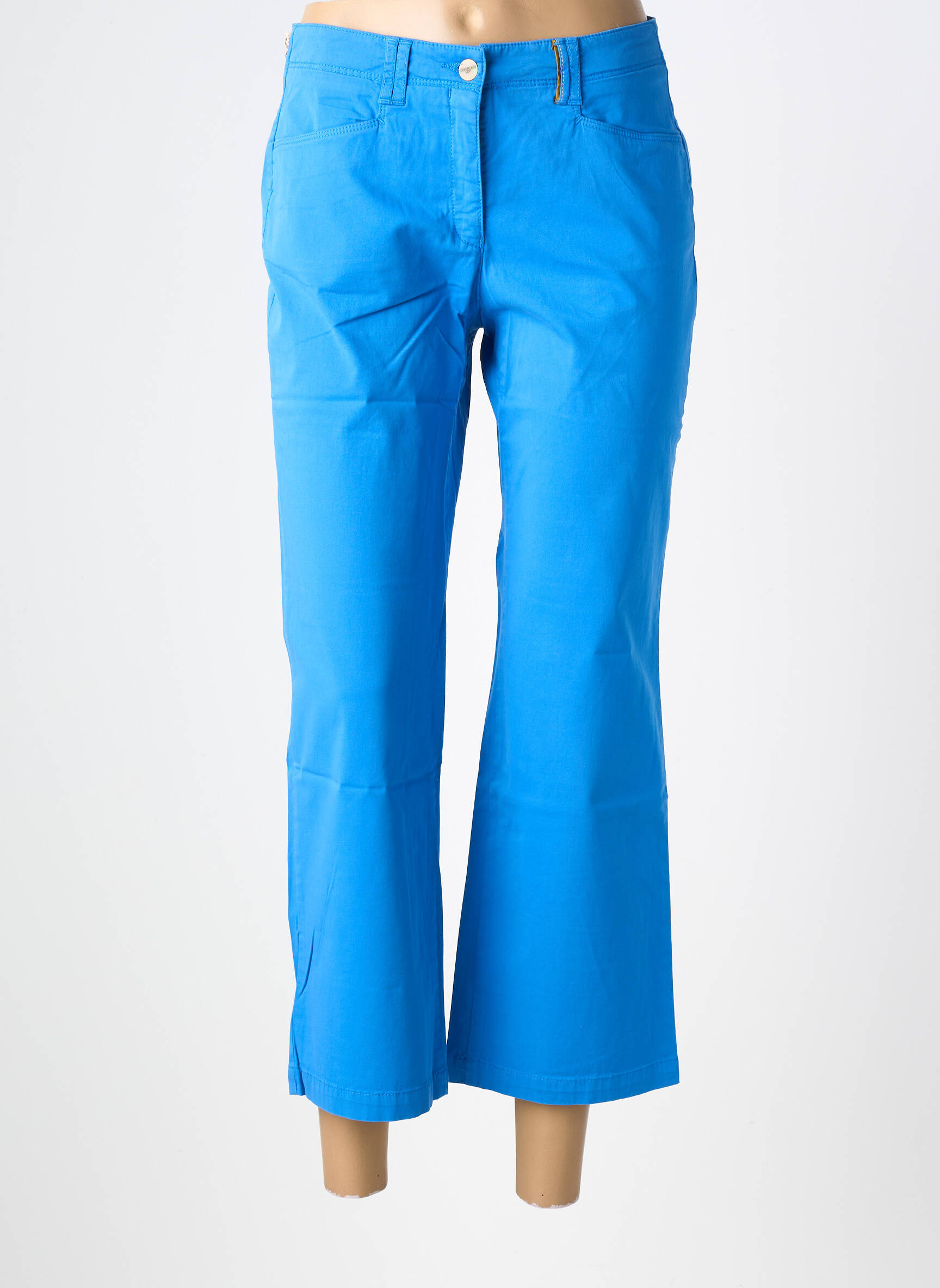 Pantalon chino închidere cu fermoar sub clapetă cu nasturi mărime normală albastru COUTURIST femeie