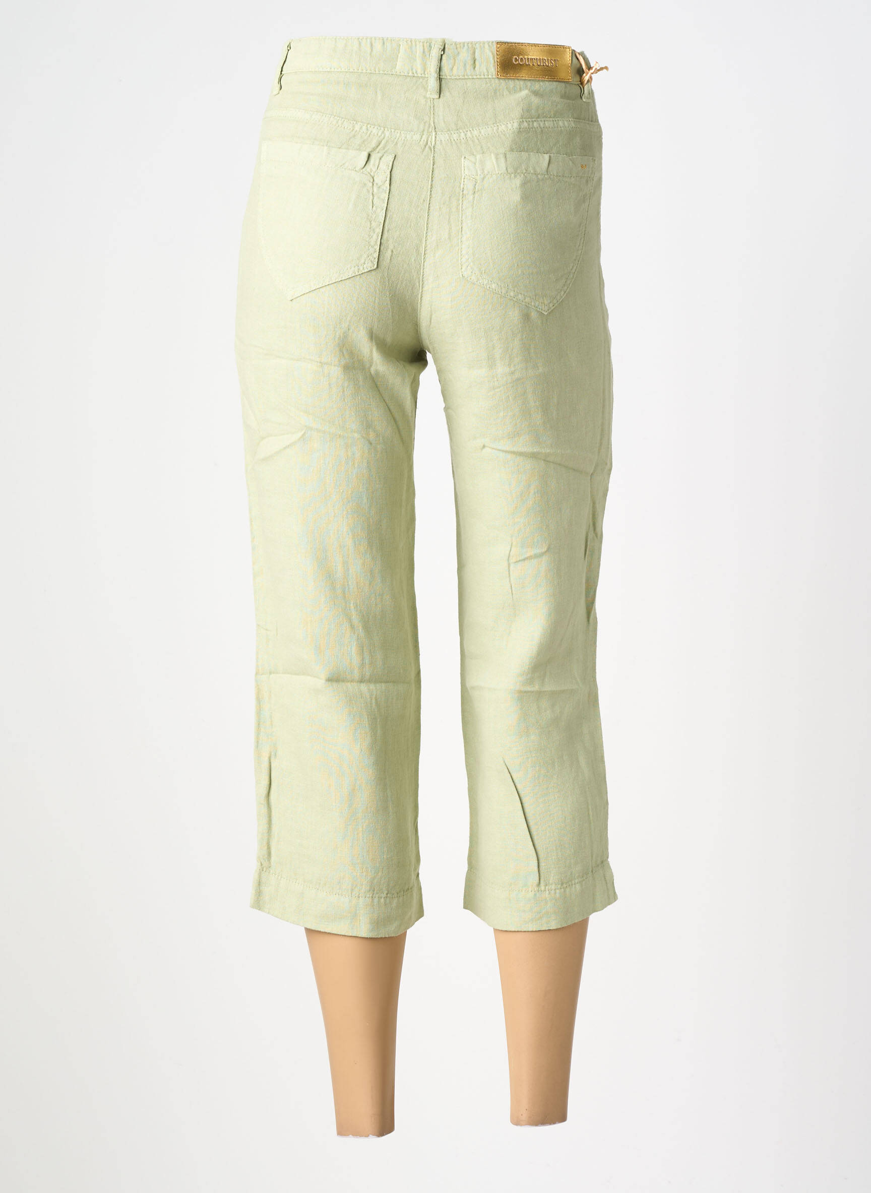 Pantalon trei sferturi croială dreaptă mărime normală verde COUTURIST femeie