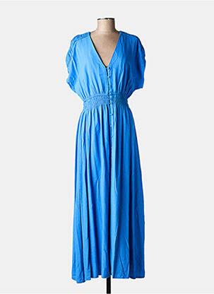 Rochie lungă mâneci scurte mâneci scurte albastru GARCIA femeie