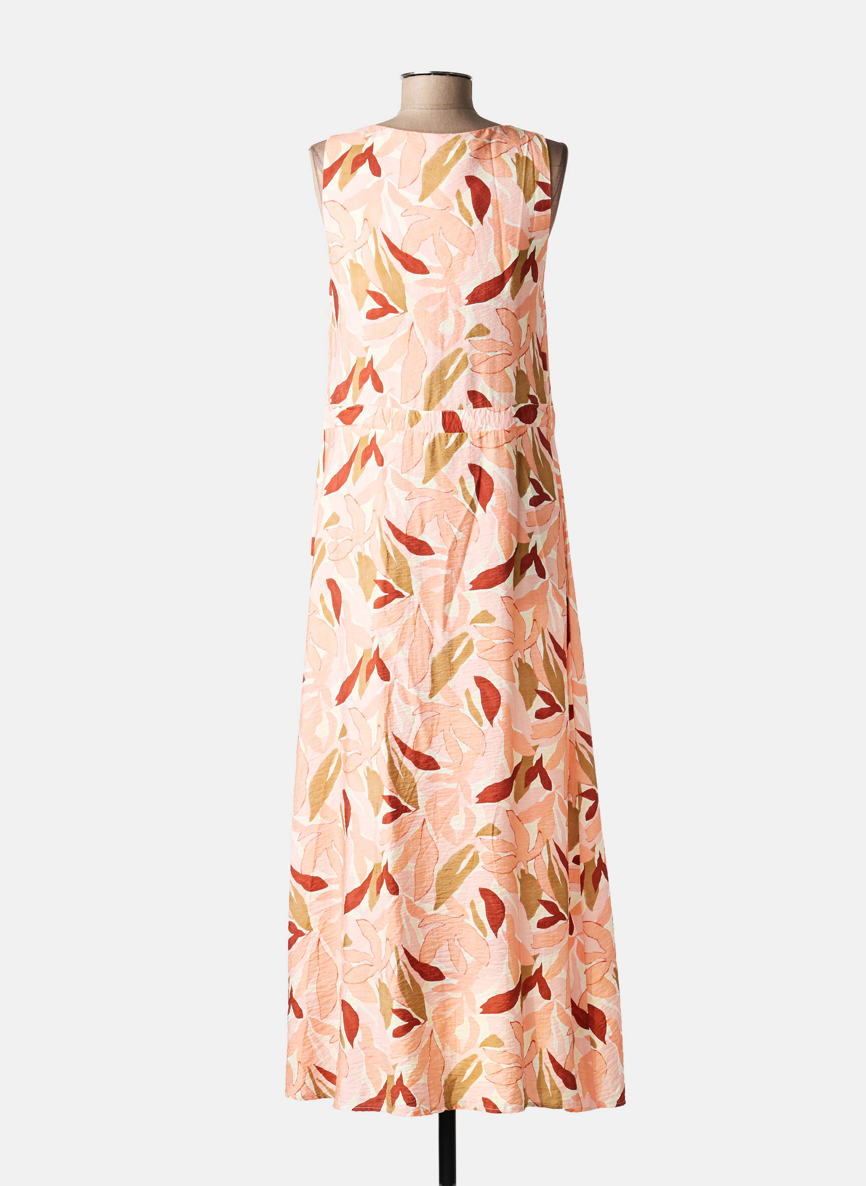 Rochie lungă imprimeu floral fără mâneci portocalie C'EST BEAU LA VIE femeie