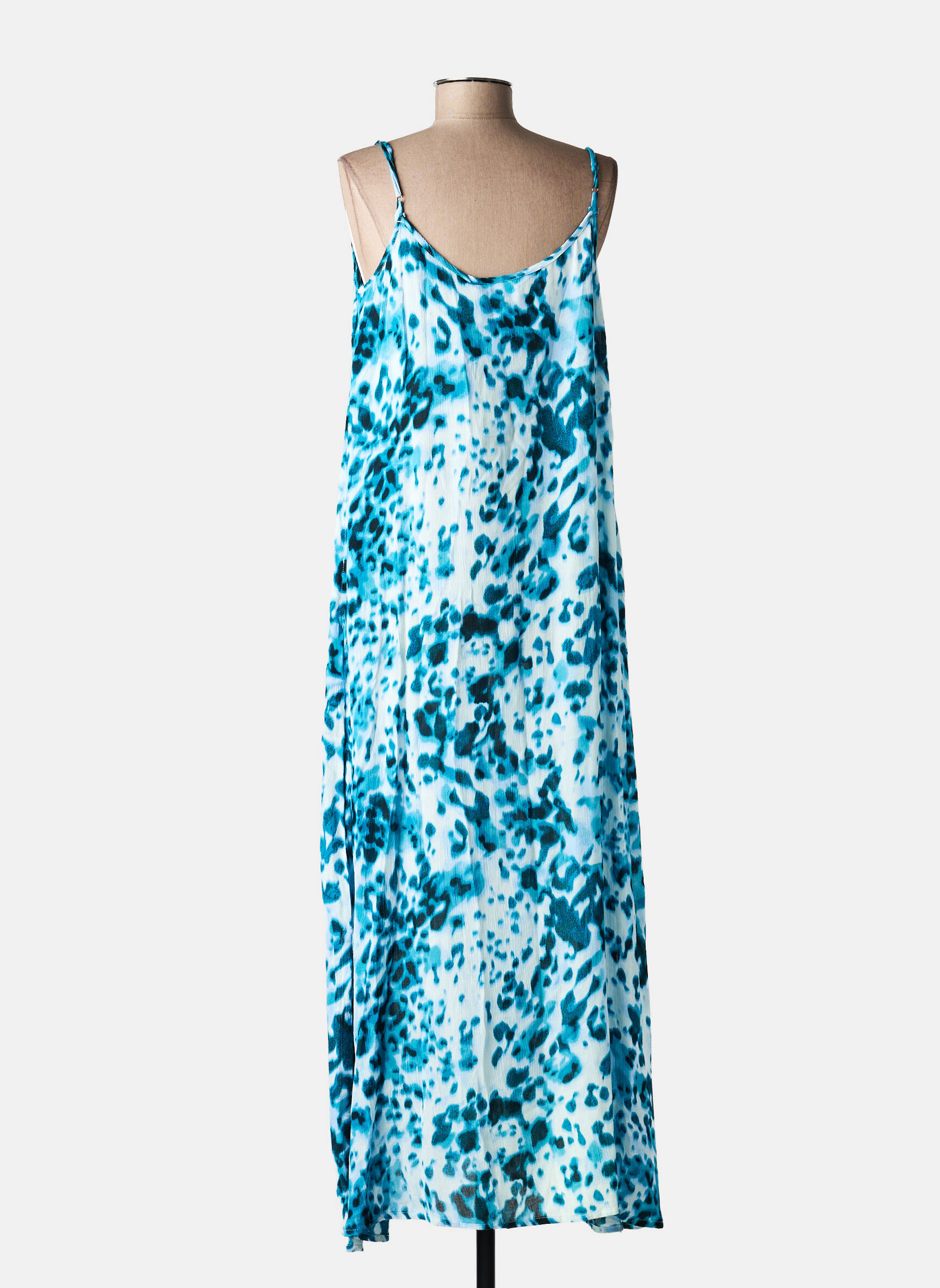 Rochie lungă imprimeu floral bretele subțiri albastru KAFFE femeie