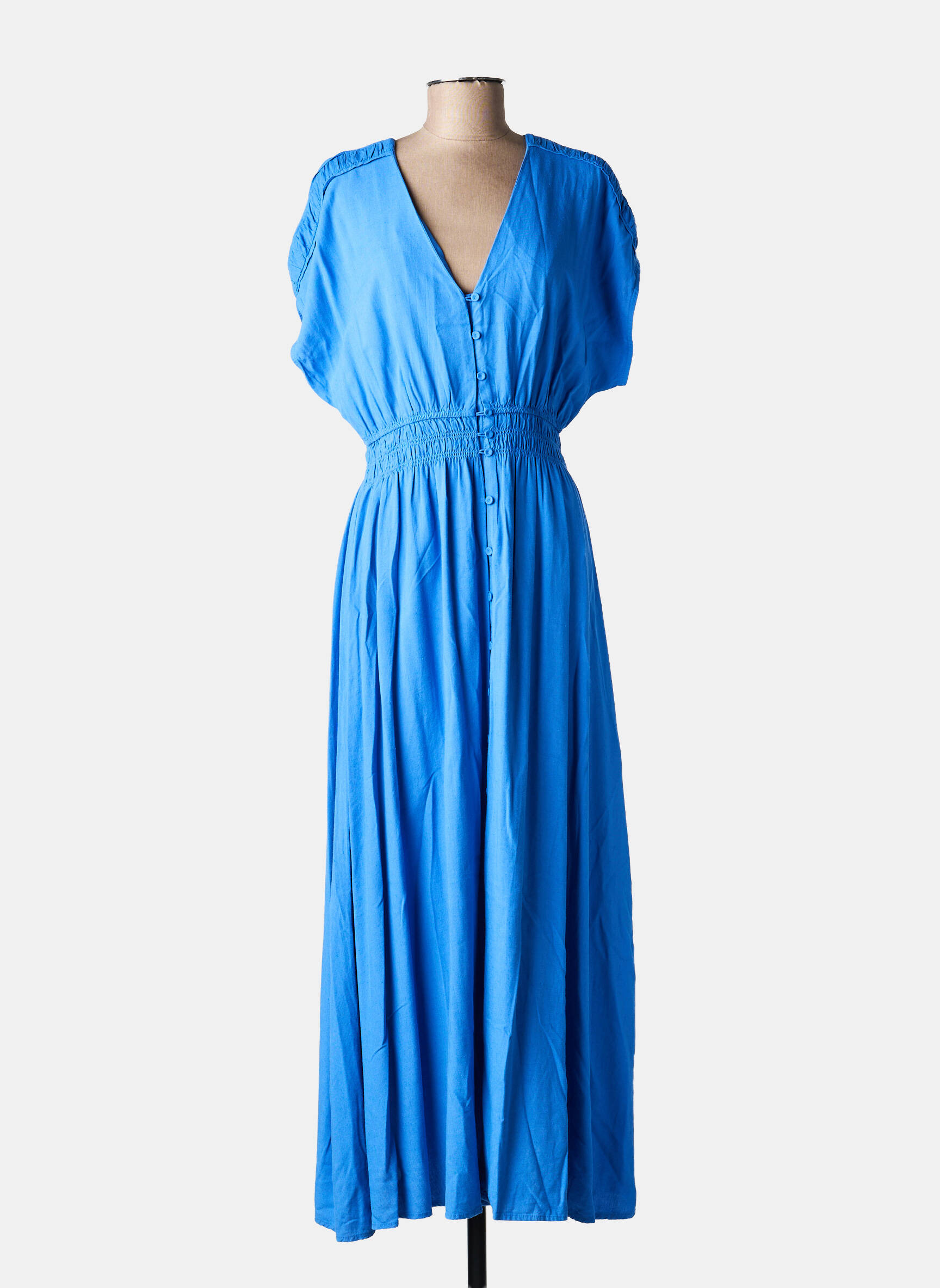 Rochie lungă mâneci scurte mâneci scurte albastru GARCIA femeie