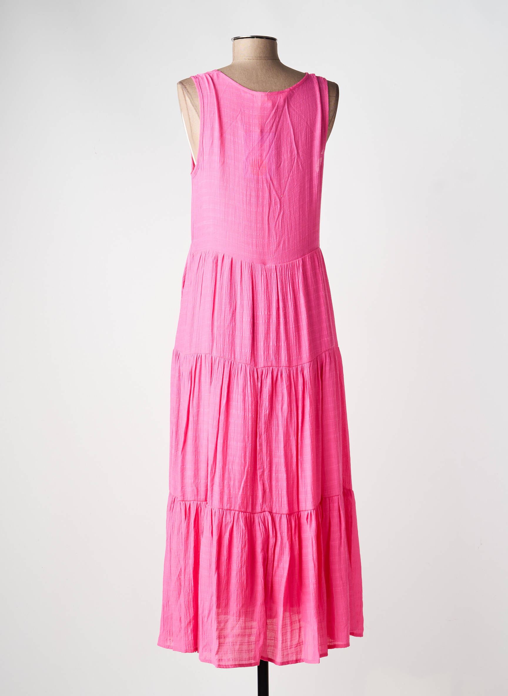 Rochie lungă croială evazată fără mâneci roz COMPAÑIA FANTASTICA femeie