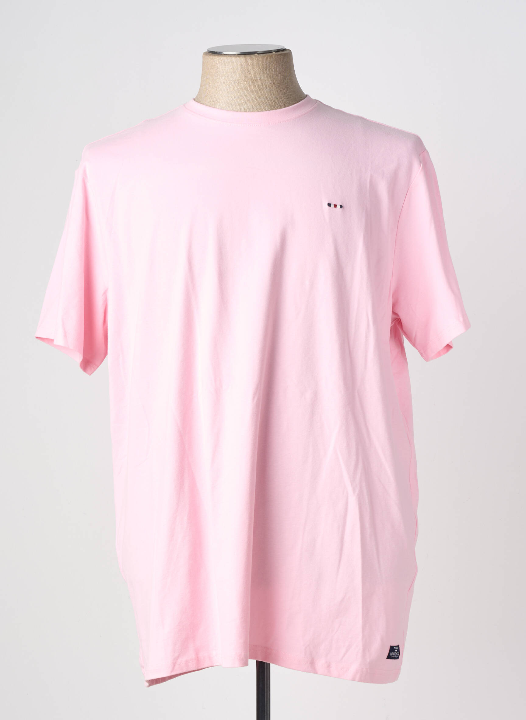 Tricou croială dreaptă mâneci scurte roz FQ1924 bărbat