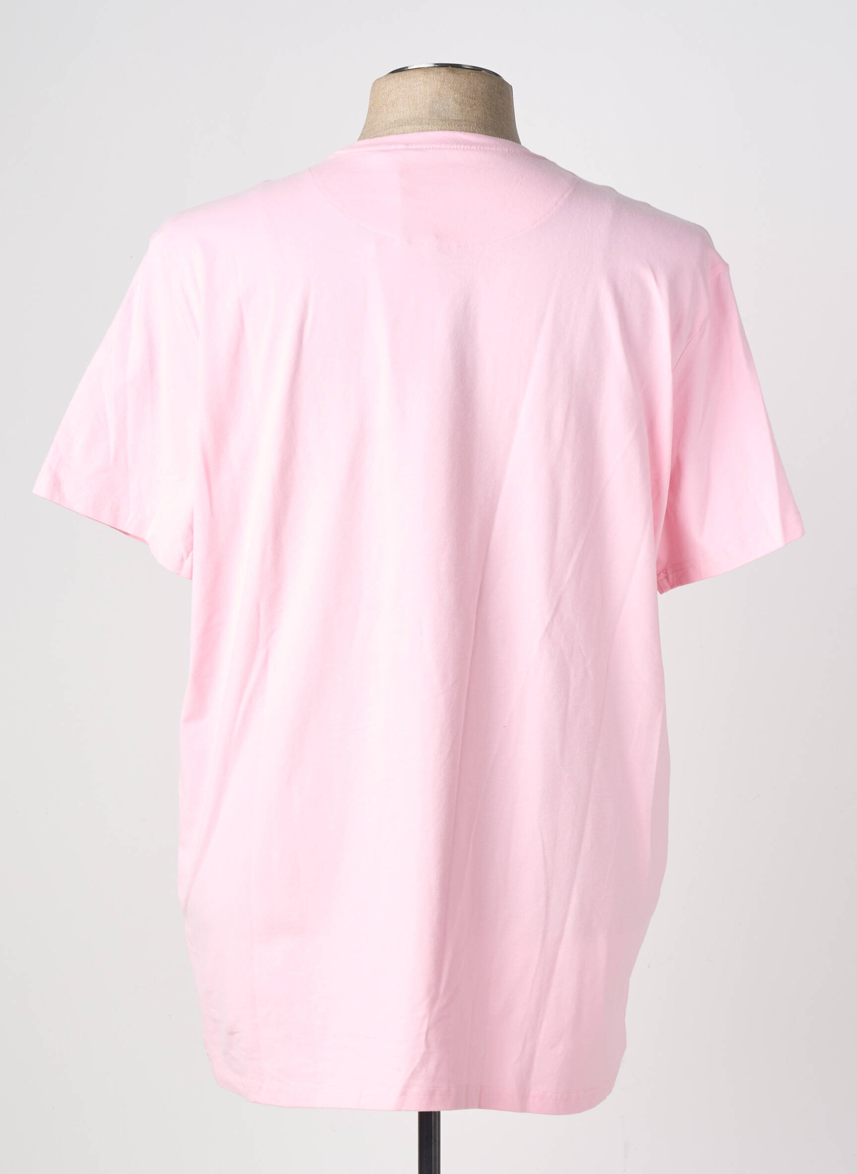 Tricou croială dreaptă mâneci scurte roz FQ1924 bărbat
