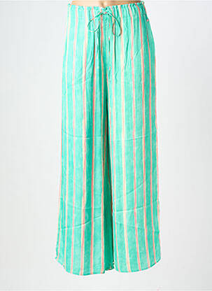 Pantalon larg țesătură poplin talie înaltă verde FREEMAN T.PORTER femeie