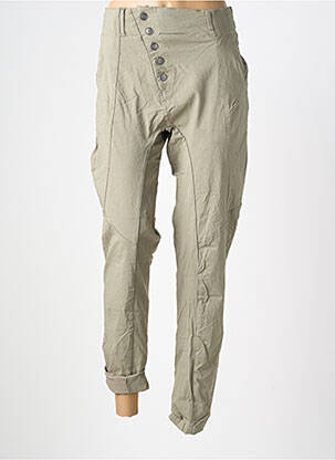 Pantalon slim talie elastică mărime normală verde NÜ femeie