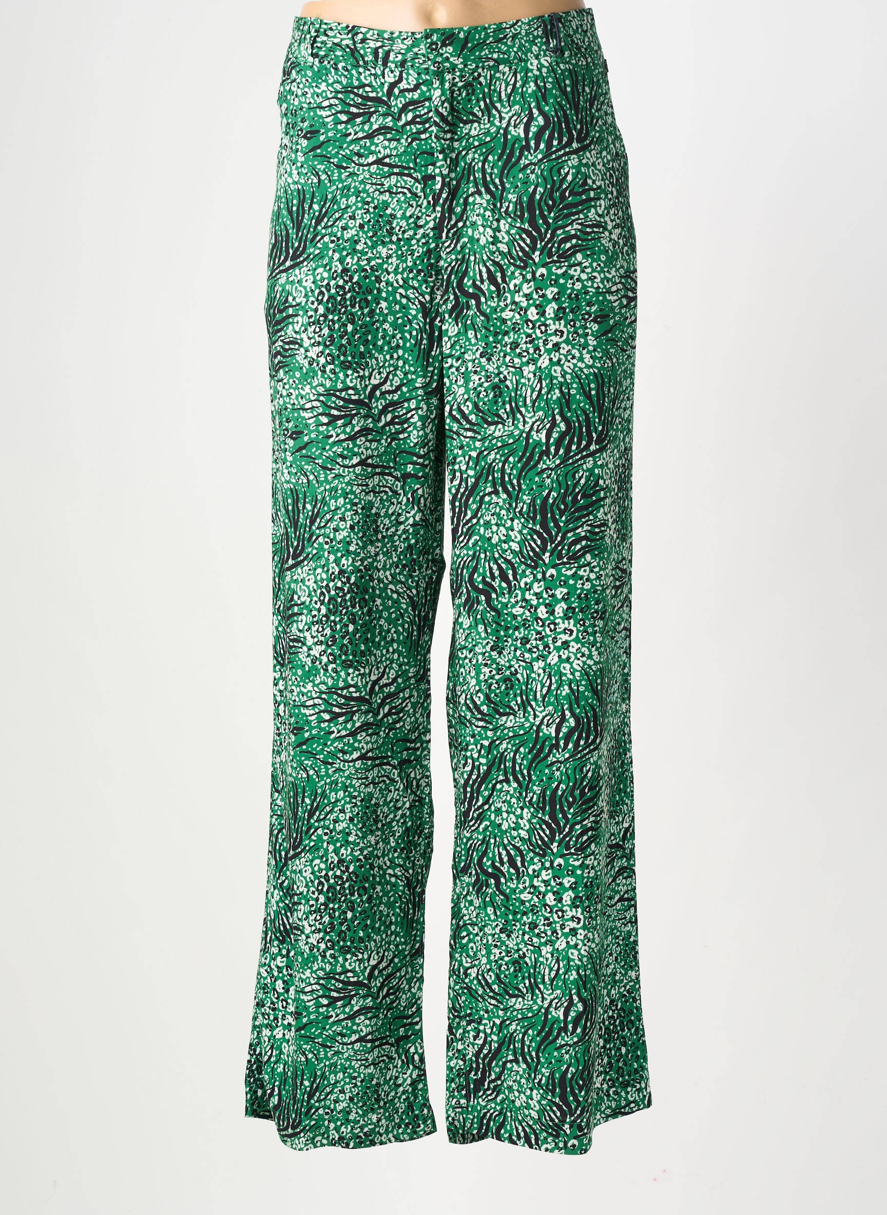 Pantalon larg țesătură poplin mărime normală verde FREEMAN T.PORTER femeie