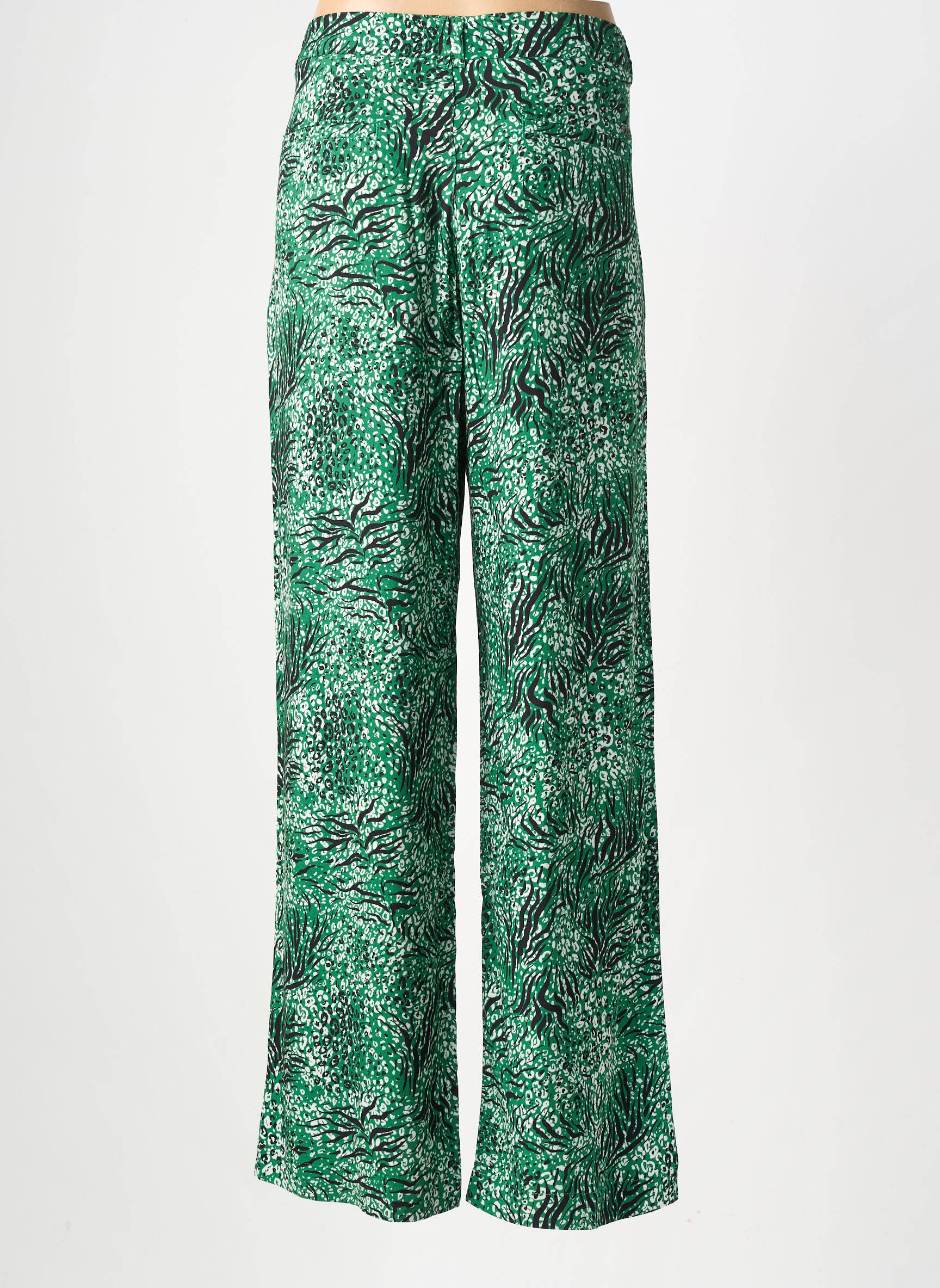 Pantalon larg țesătură poplin mărime normală verde FREEMAN T.PORTER femeie