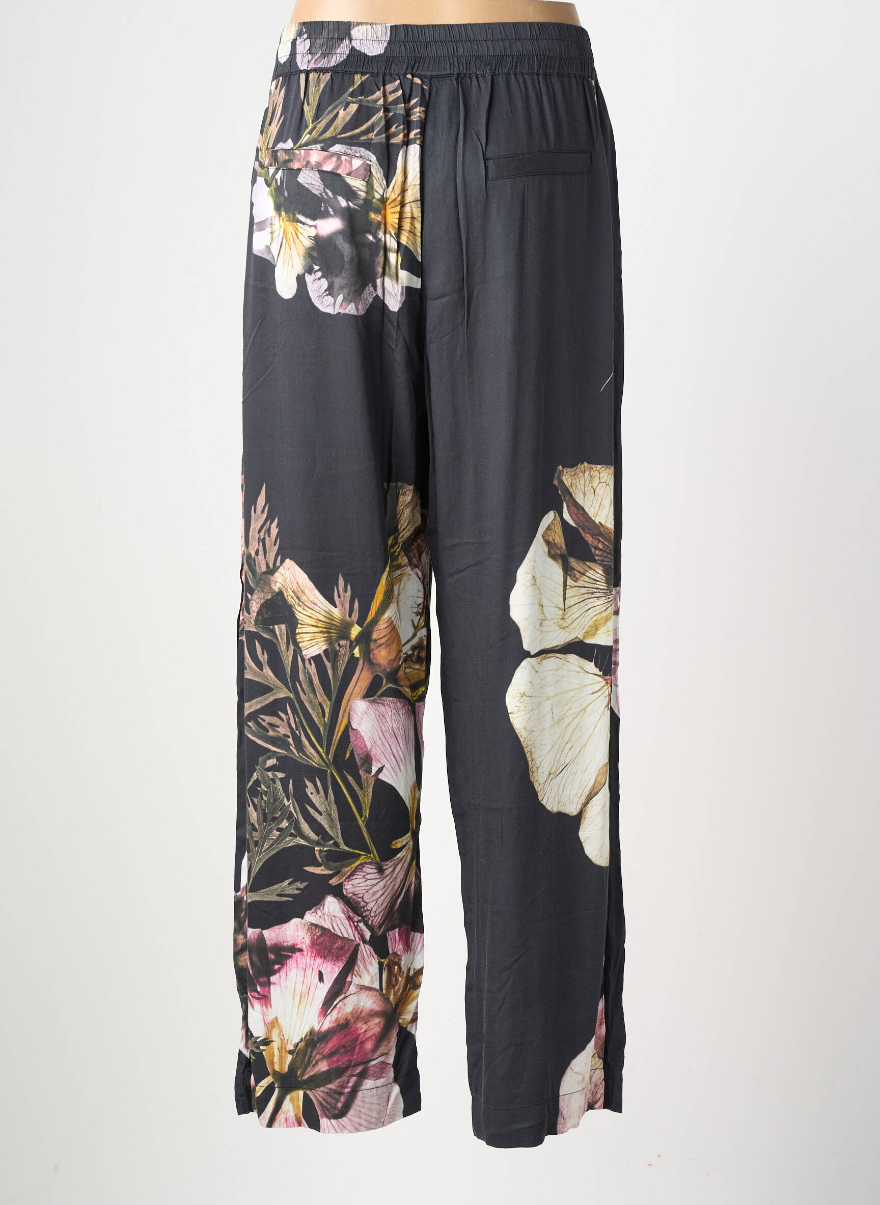 Pantalon larg țesătură poplin mărime normală negru NÜ femeie