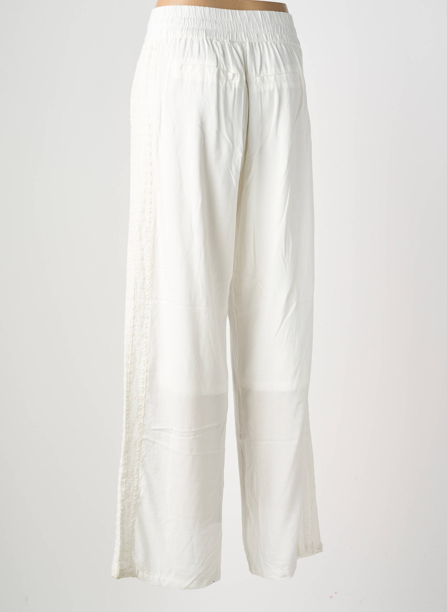 Pantalon drept țesătură poplin mărime normală alb NÜ femeie