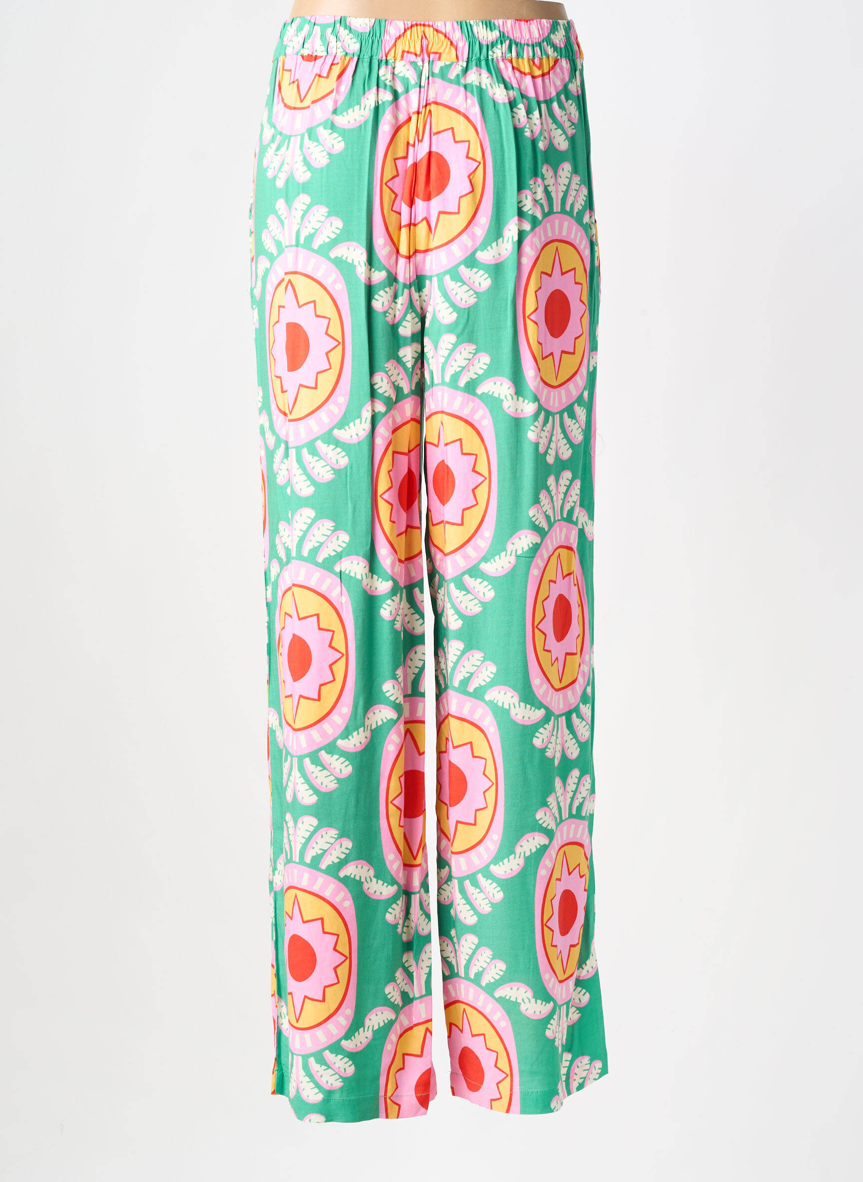 Pantalon larg țesătură poplin mărime normală verde COMPAÑIA FANTASTICA femeie