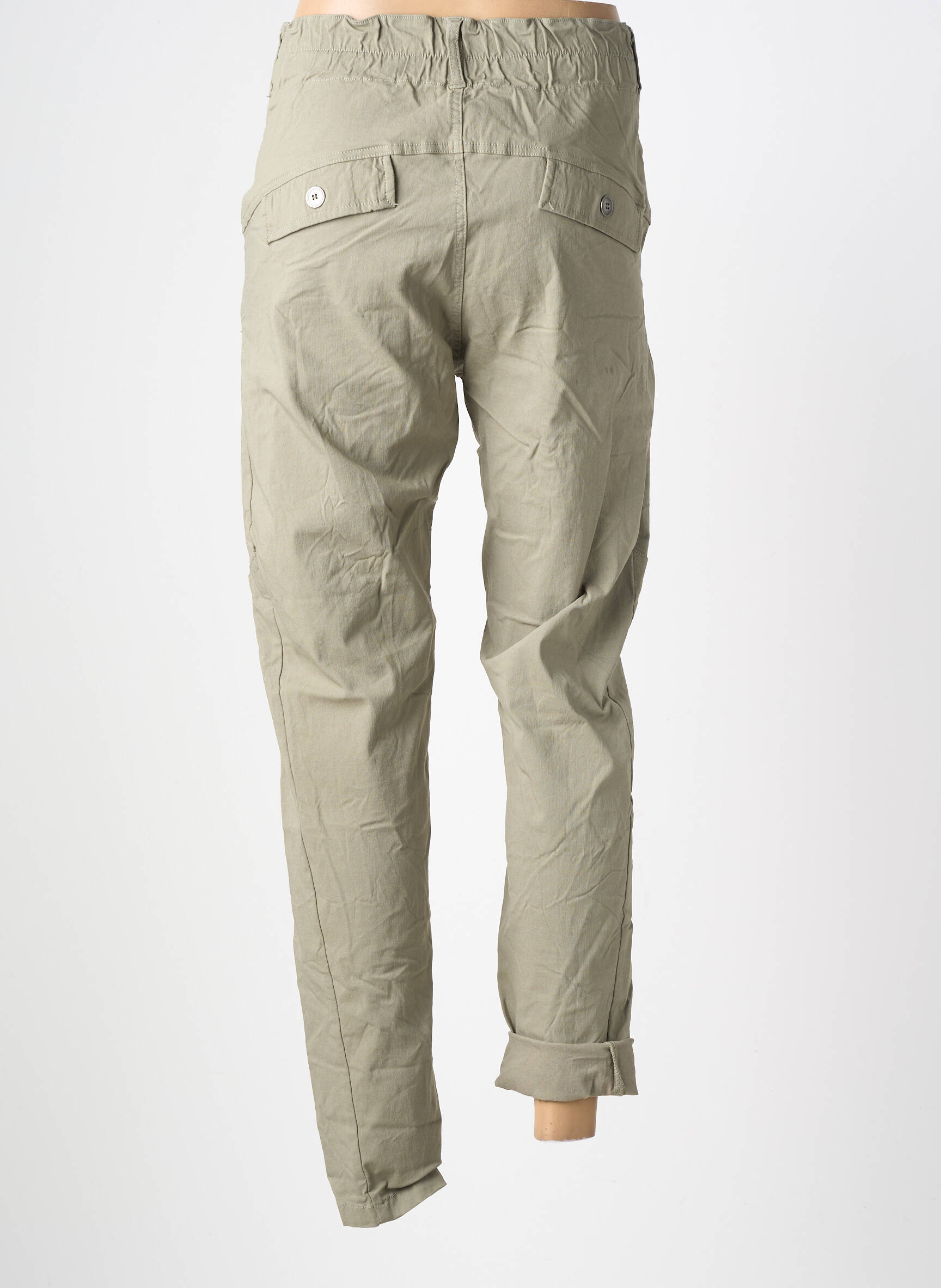 Pantalon slim talie elastică mărime normală verde NÜ femeie