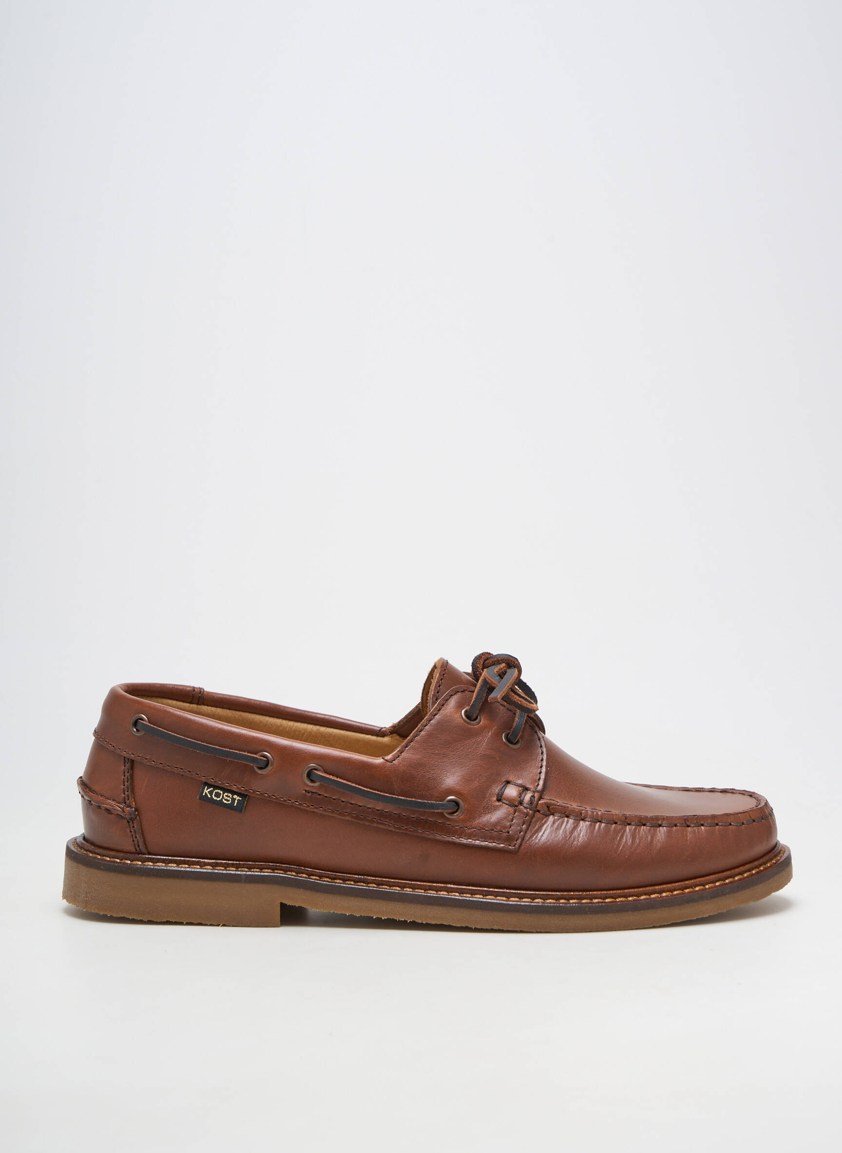 Pantofi de barcă material neted chiquet maro KOST bărbat