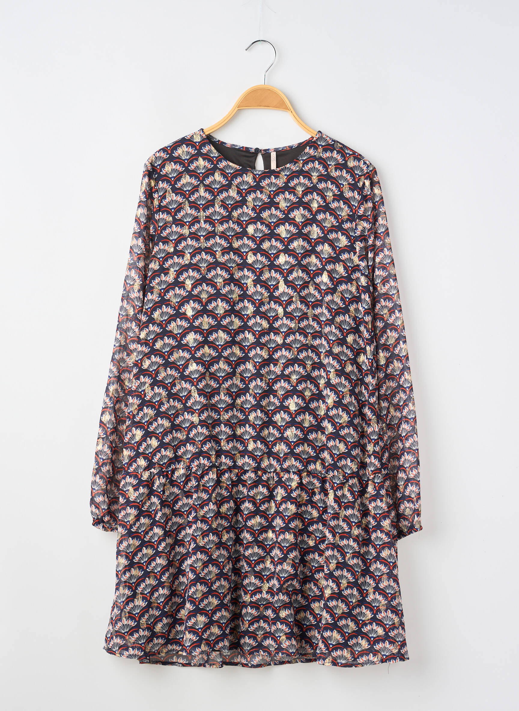 Rochie midi guler rotund mâneci lungi albastru KIDS ONLY fată