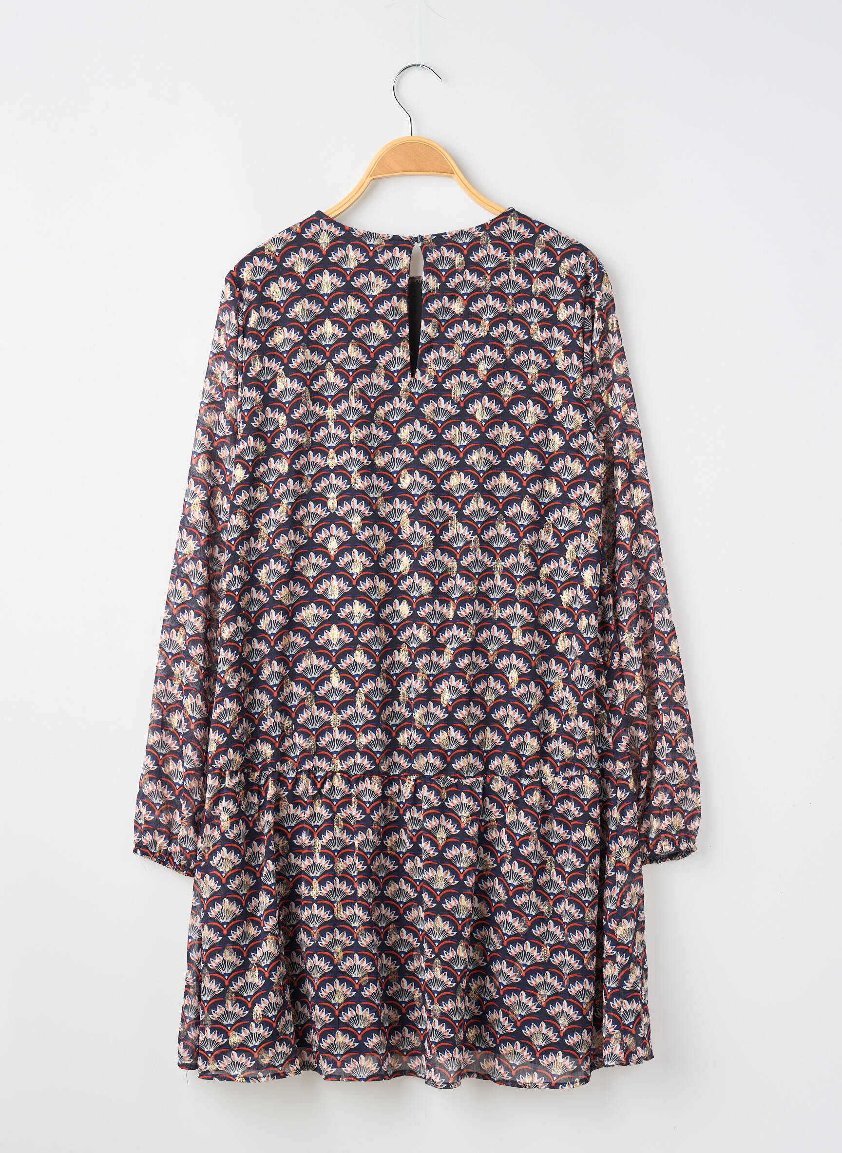 Rochie midi guler rotund mâneci lungi albastru KIDS ONLY fată