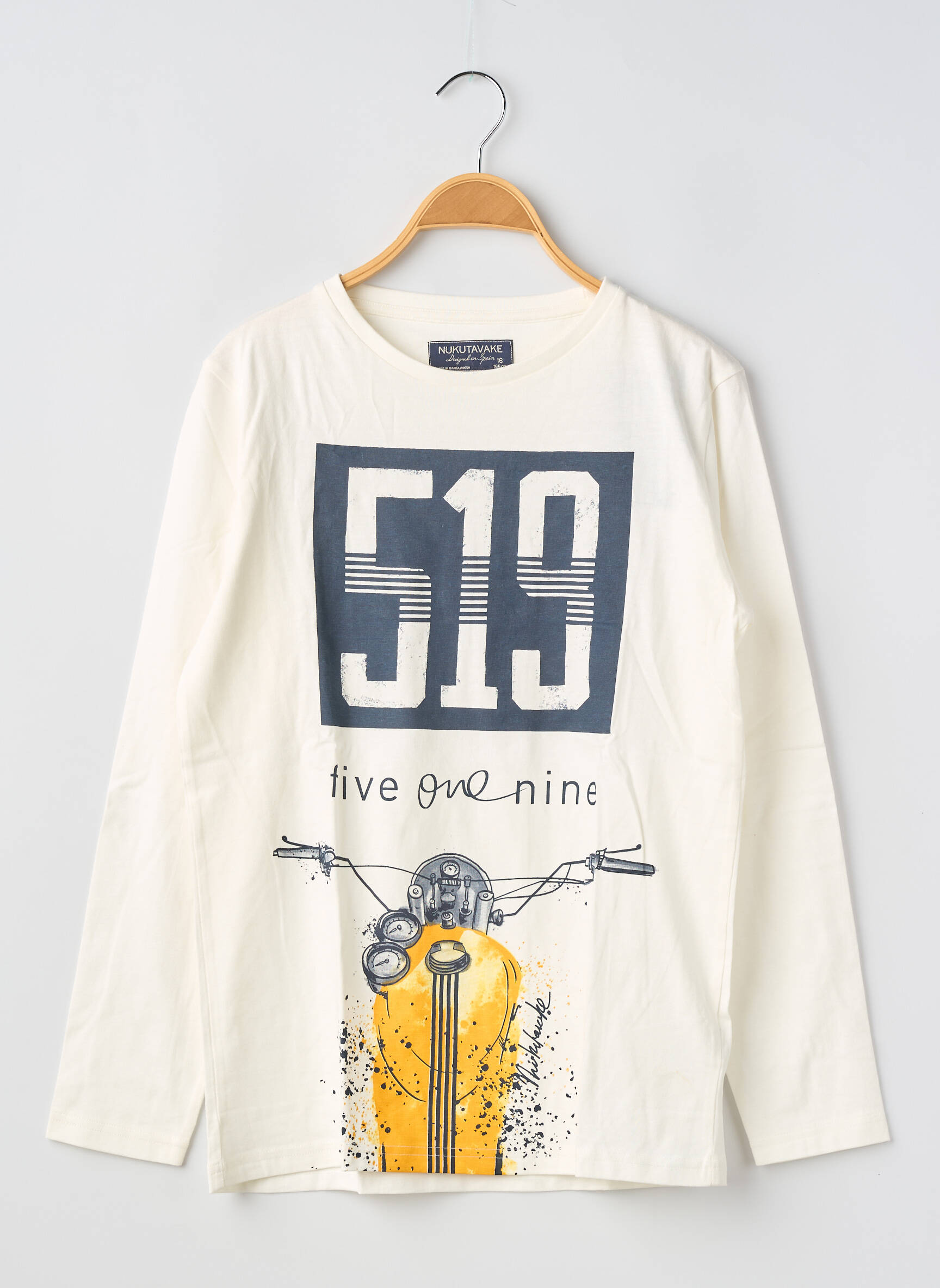 Tricou mâneci lungi mâneci lungi alb NUKUTAVAKE băiat