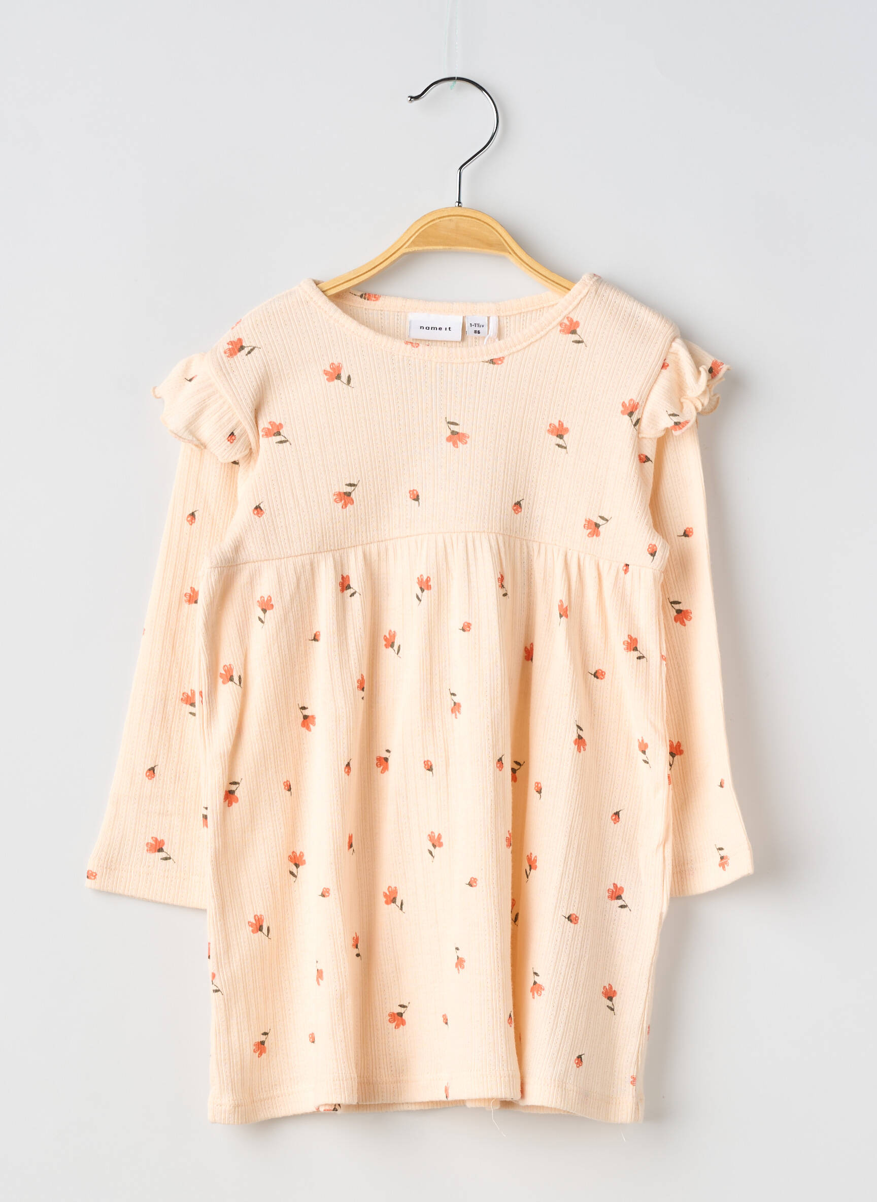 Rochie midi guler rotund mâneci lungi roz NAME IT fată