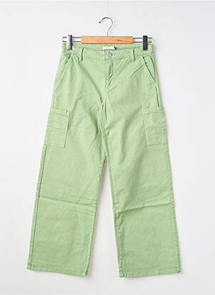 Pantalon drept închidere cu fermoar sub clapetă cu nasturi verde NAME IT fată