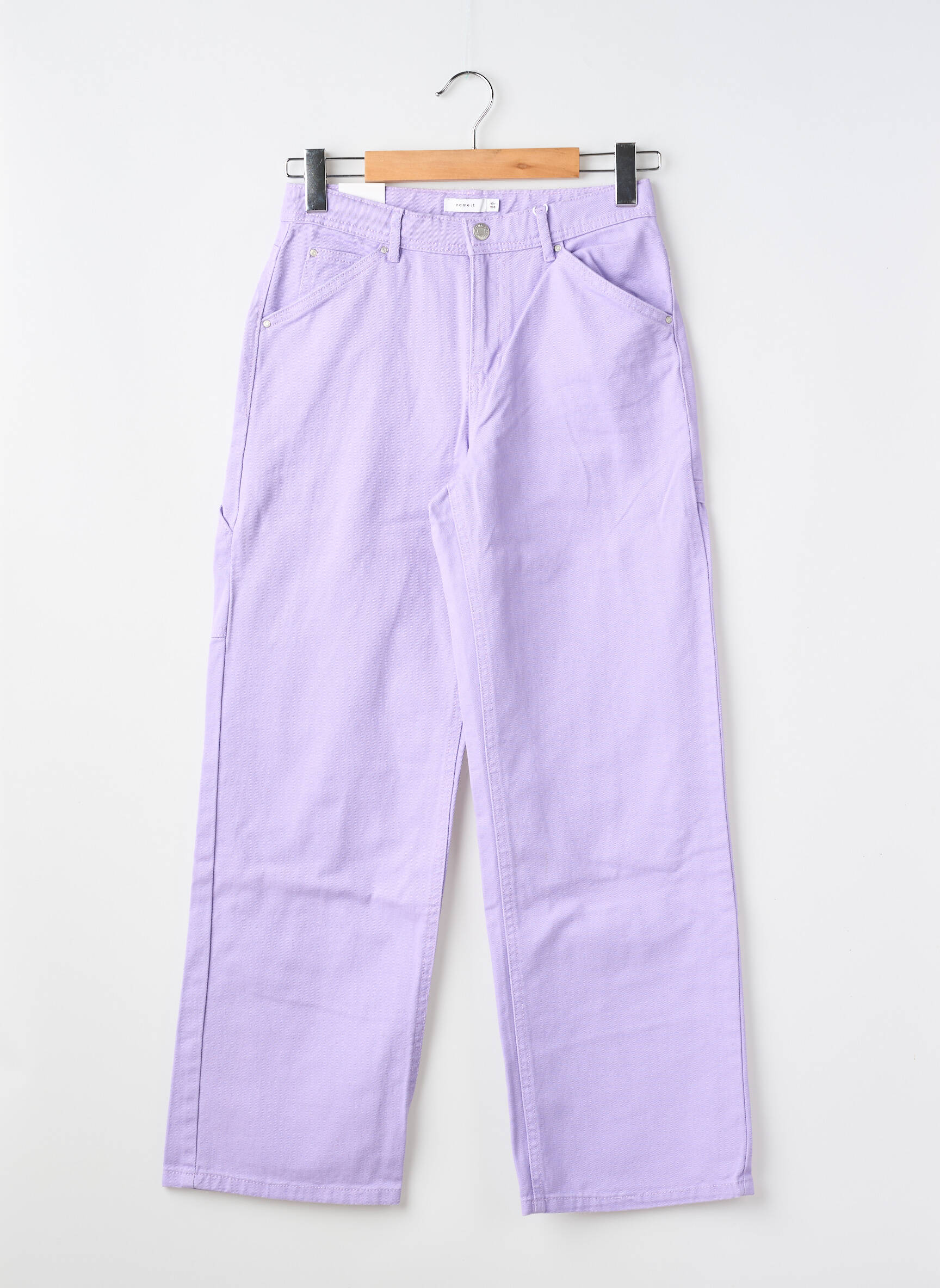 Pantalon drept închidere cu fermoar sub clapetă cu nasturi violet NAME IT fată