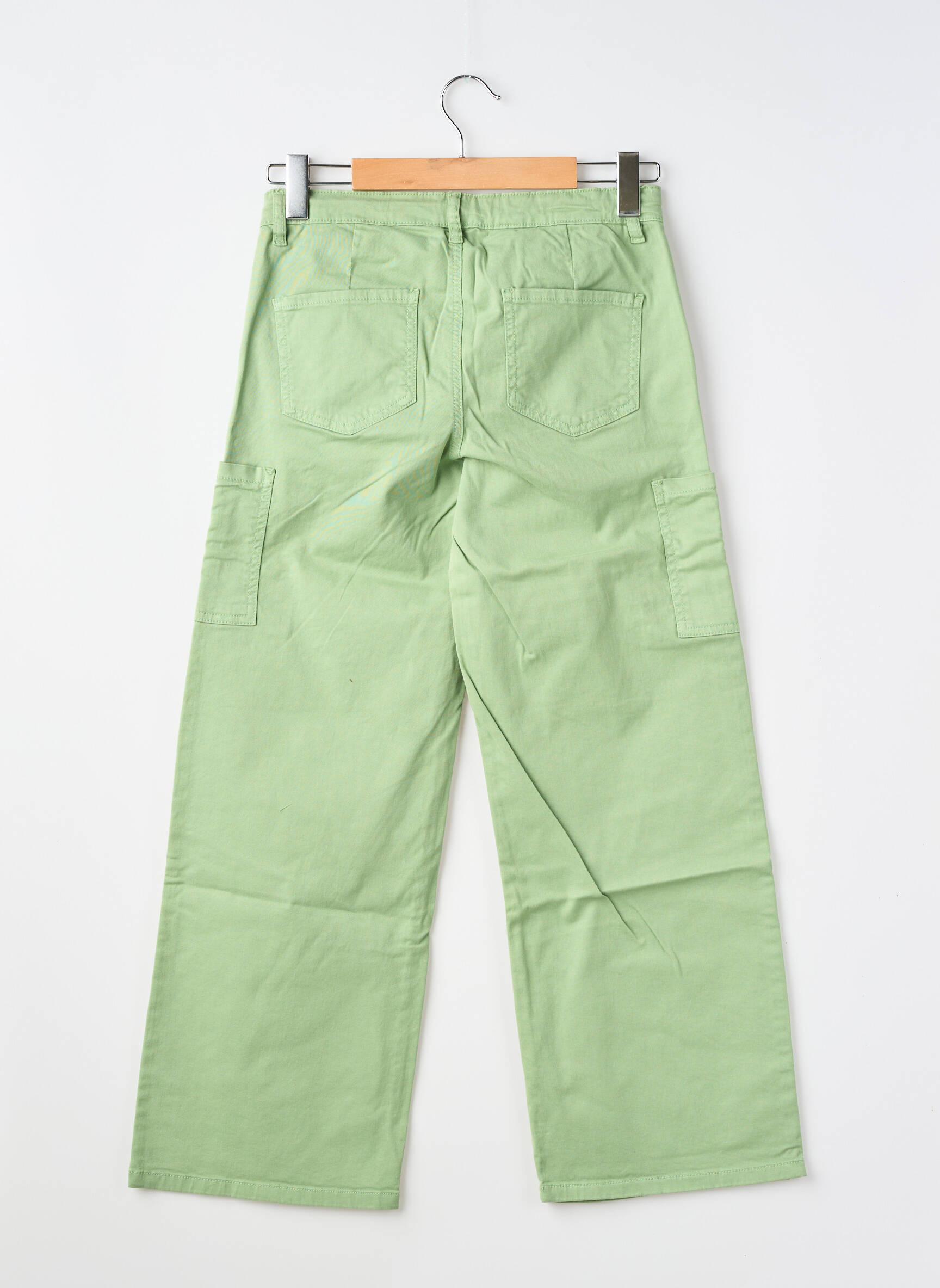 Pantalon drept închidere cu fermoar sub clapetă cu nasturi verde NAME IT fată