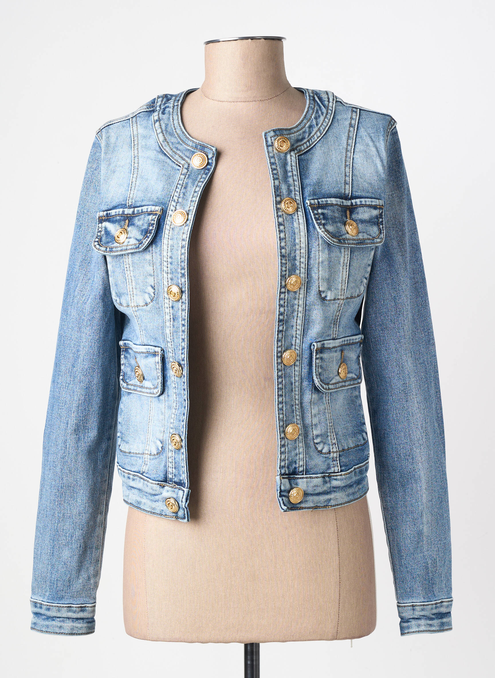 Jachete casual guler rotund albastru WATER JEANS femeie