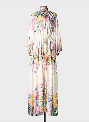 Rochie lungă mâneci lungi mâneci lungi bej LM LULU femeie