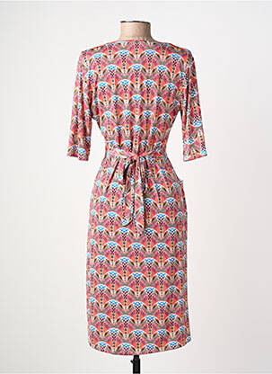Rochie midi imprimeu fantezie mâneci scurte portocalie JOY'S PARIS femeie