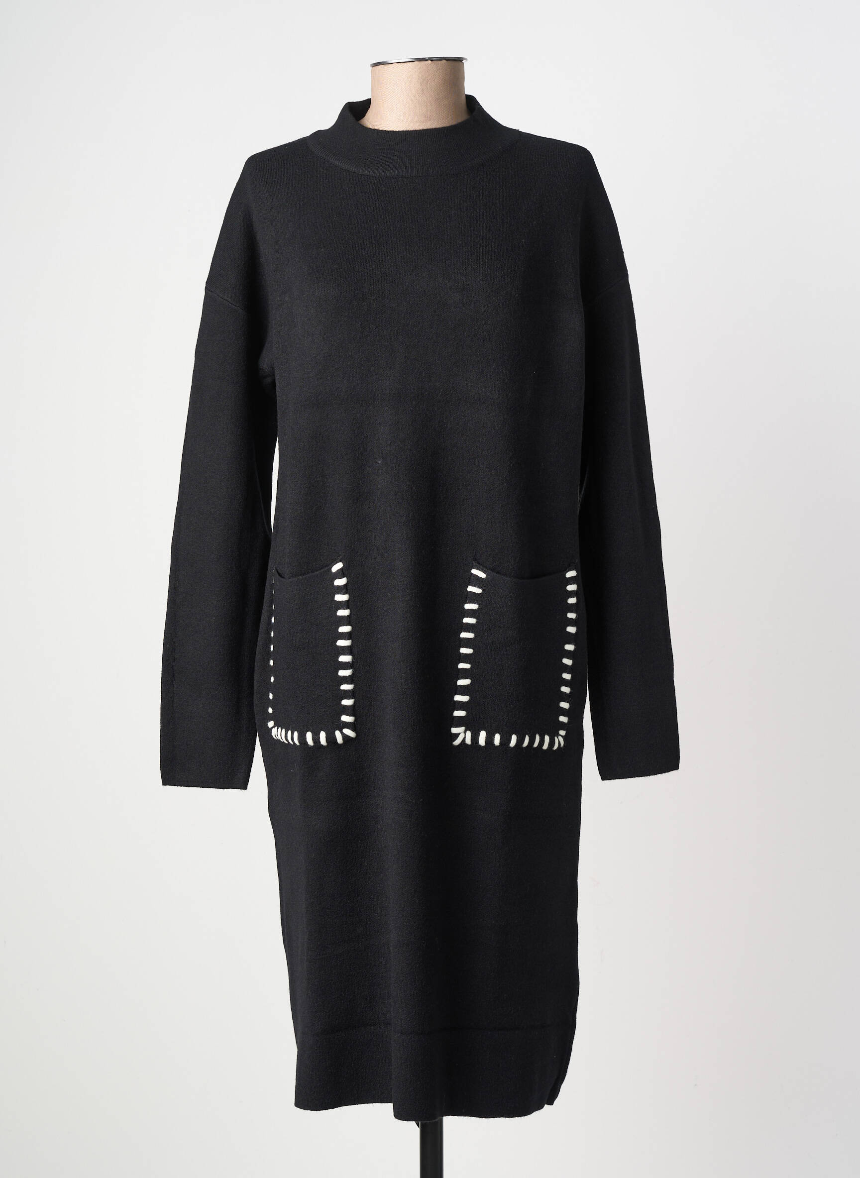 Rochie pulover elasticitate mâneci lungi negru COZY  femeie