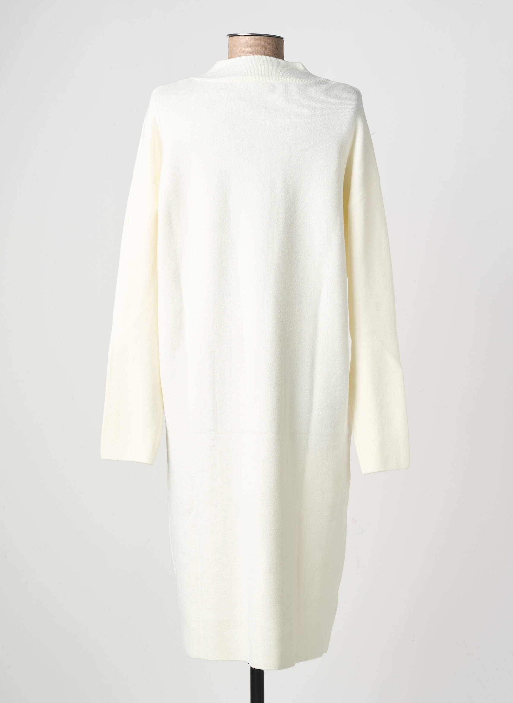 Rochie pulover elasticitate mâneci lungi alb COZY  femeie