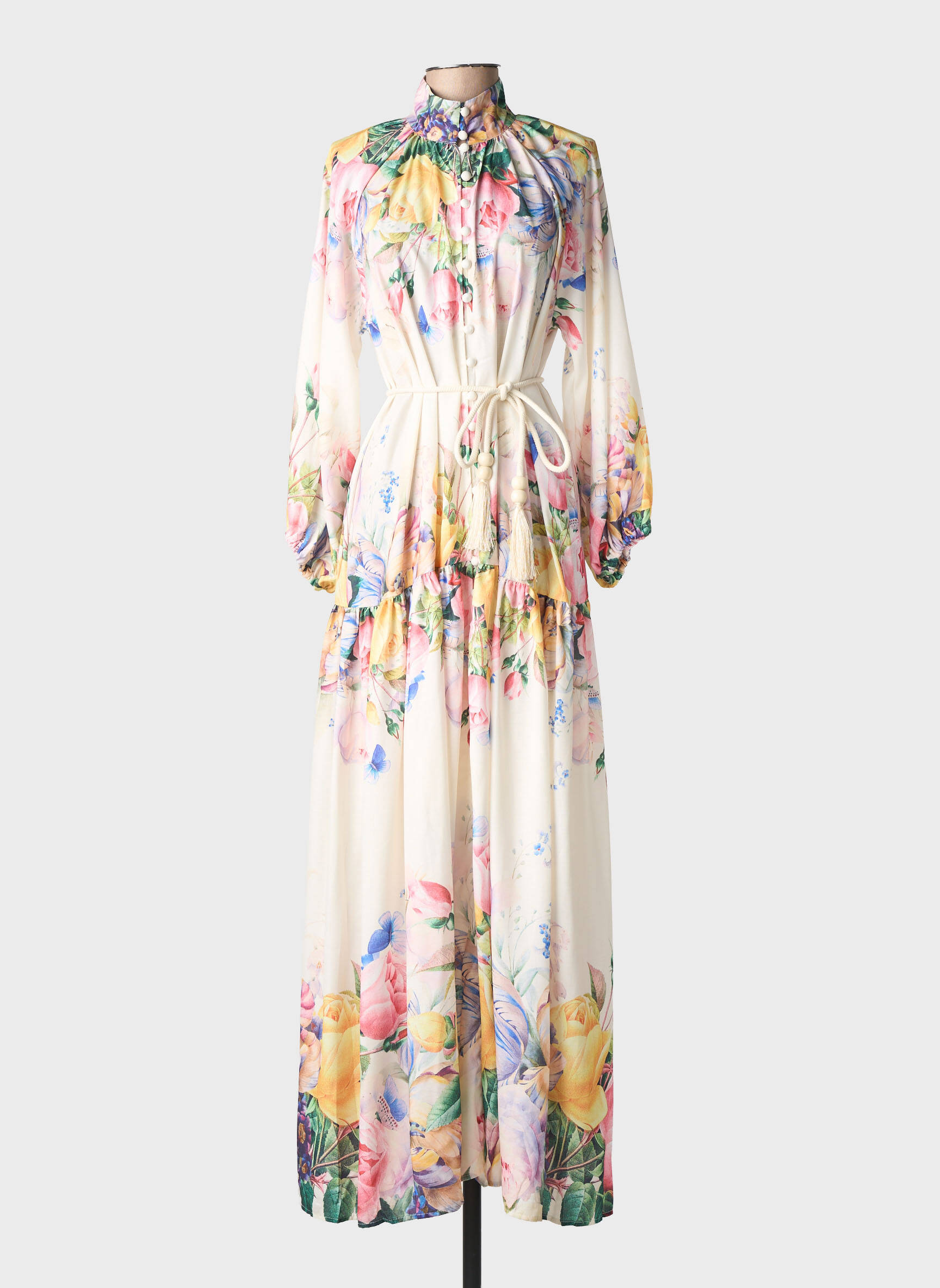 Rochie lungă mâneci lungi mâneci lungi bej LM LULU femeie