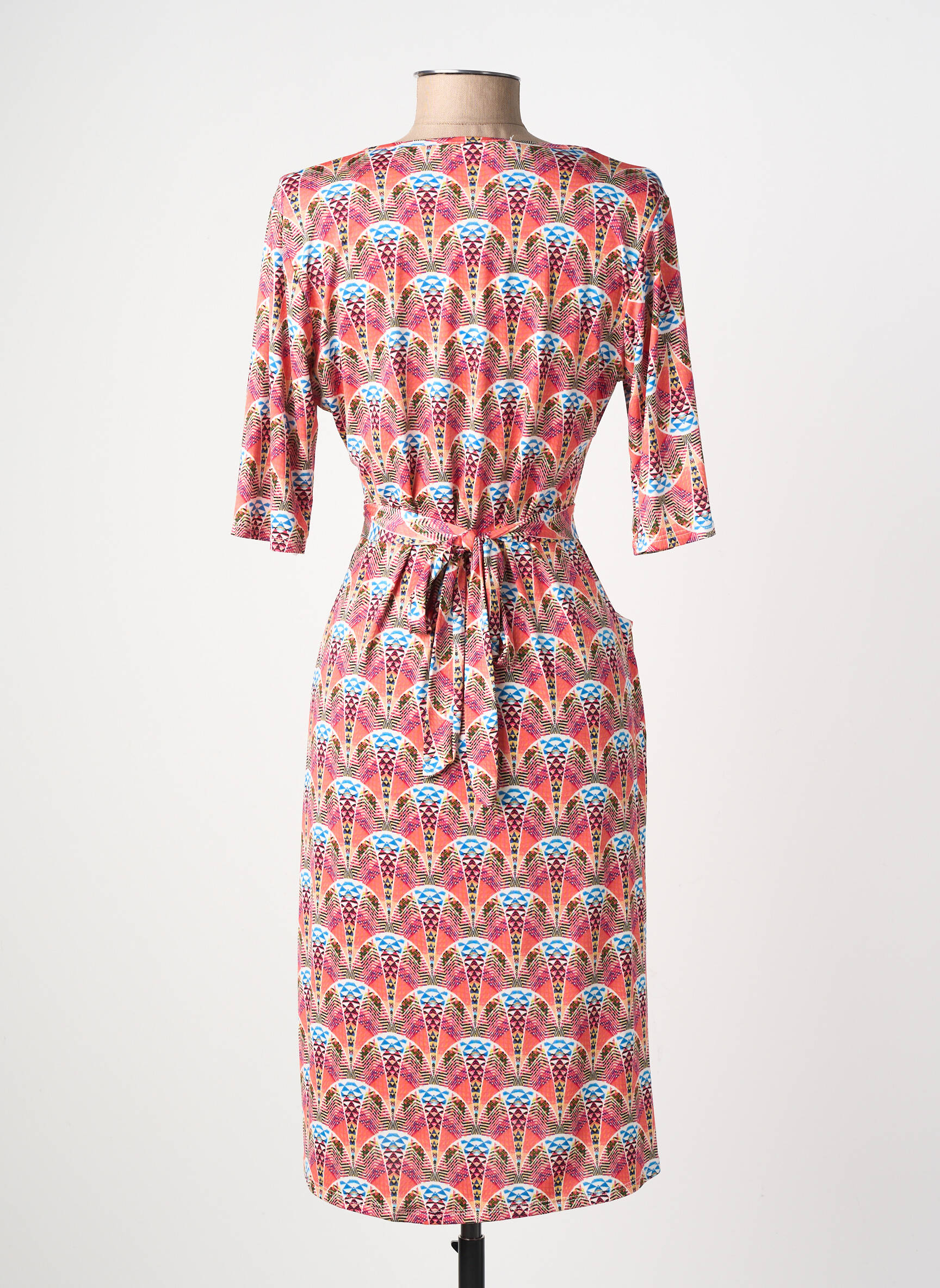 Rochie midi imprimeu fantezie mâneci scurte portocalie JOY'S PARIS femeie